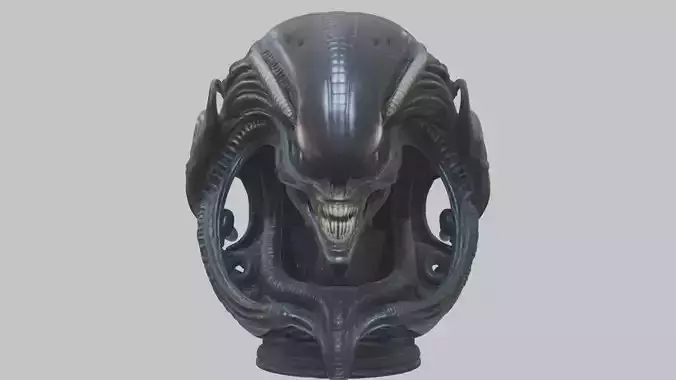 Alien Xenomorph Queen Head Bust Sculpture Low-poly 3D model