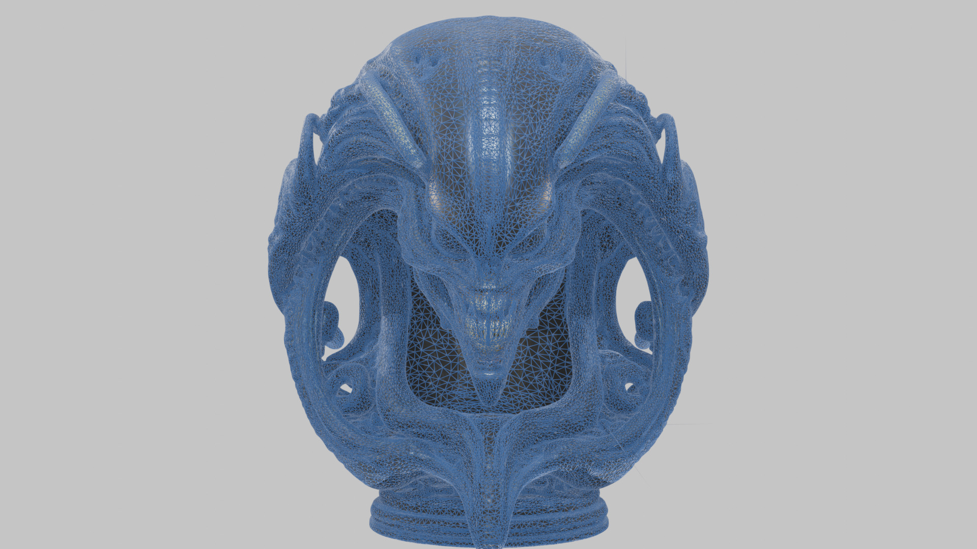 Alien Xenomorph Queen Head Bust Sculpture Low-poly 3D model_16