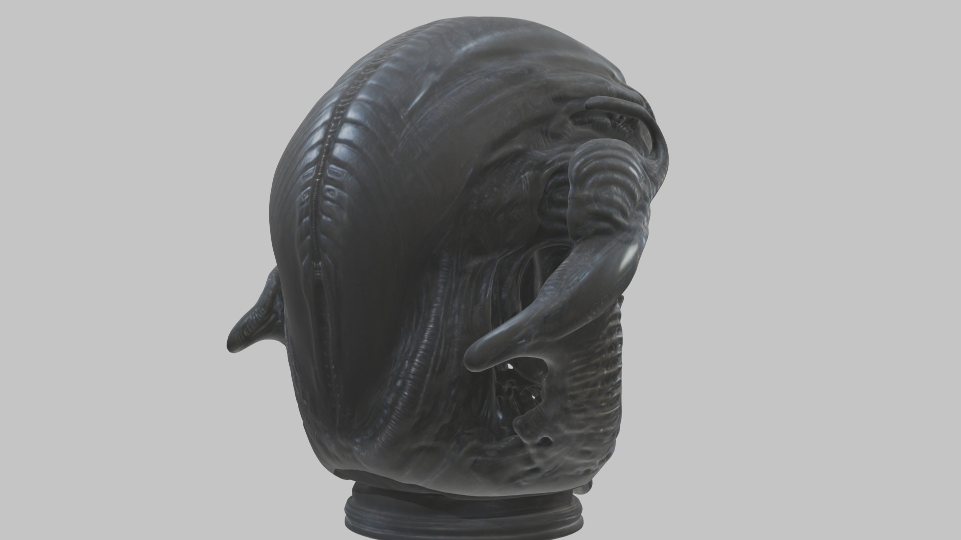 Alien Xenomorph Queen Head Bust Sculpture Low-poly 3D model_54