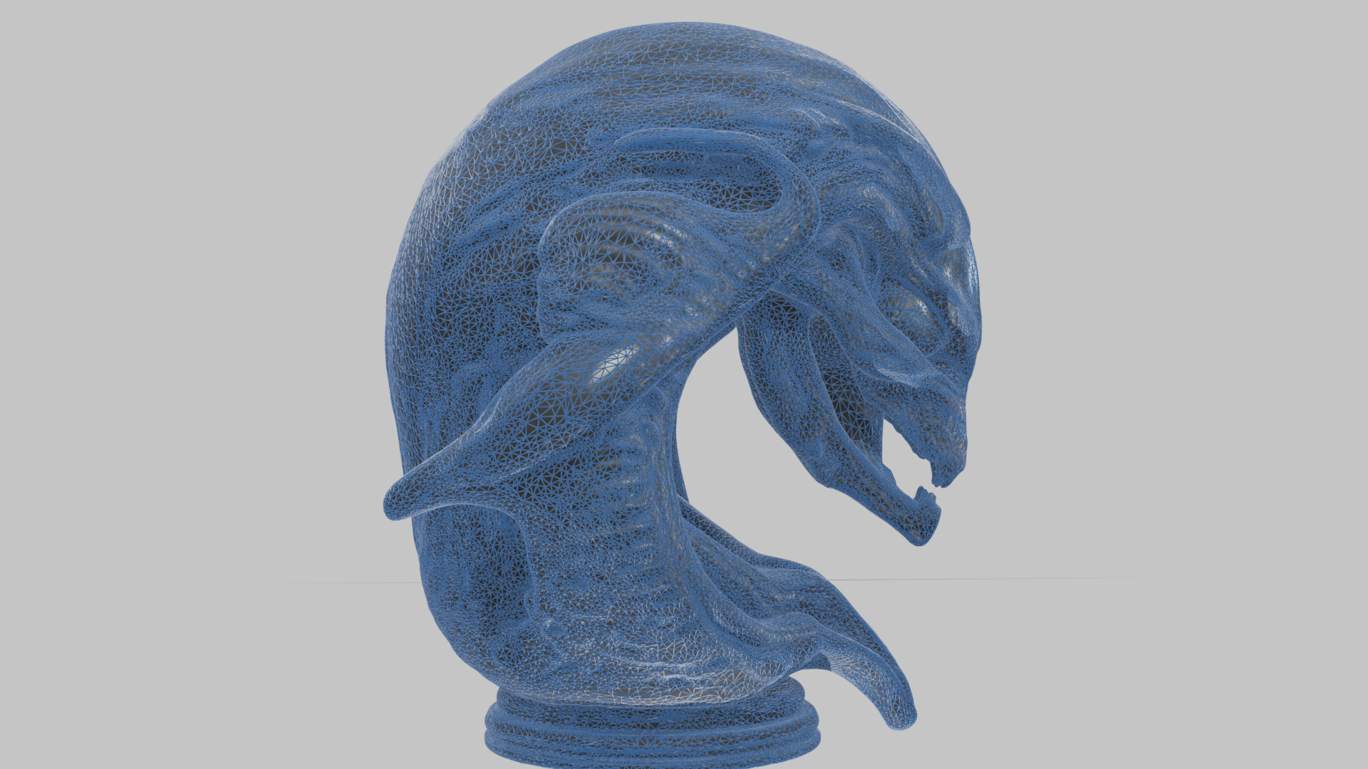 Alien Xenomorph Queen Head Bust Sculpture Low-poly 3D model_36