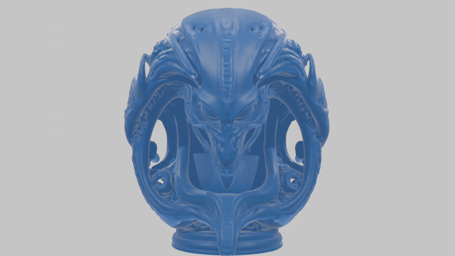 Alien Xenomorph Queen Head Bust Sculpture Low-poly 3D model_64