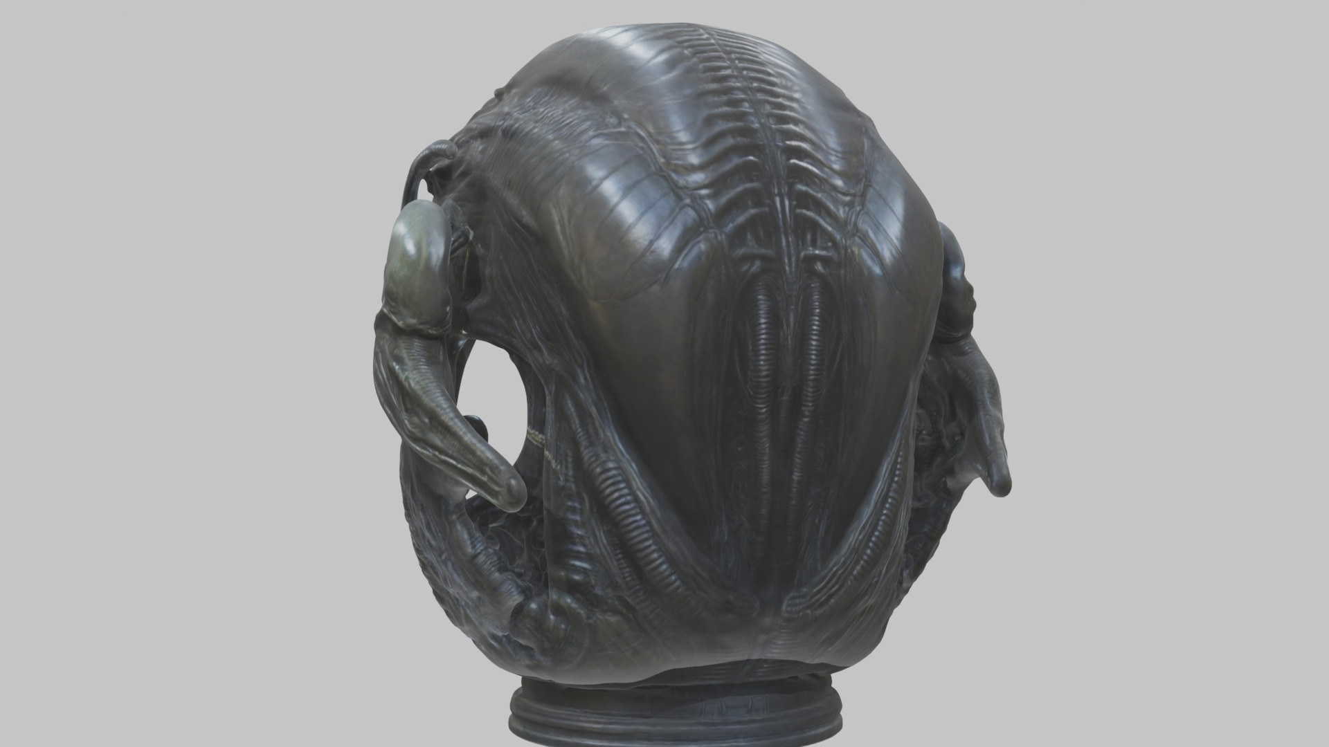 Alien Xenomorph Queen Head Bust Sculpture Low-poly 3D model_9