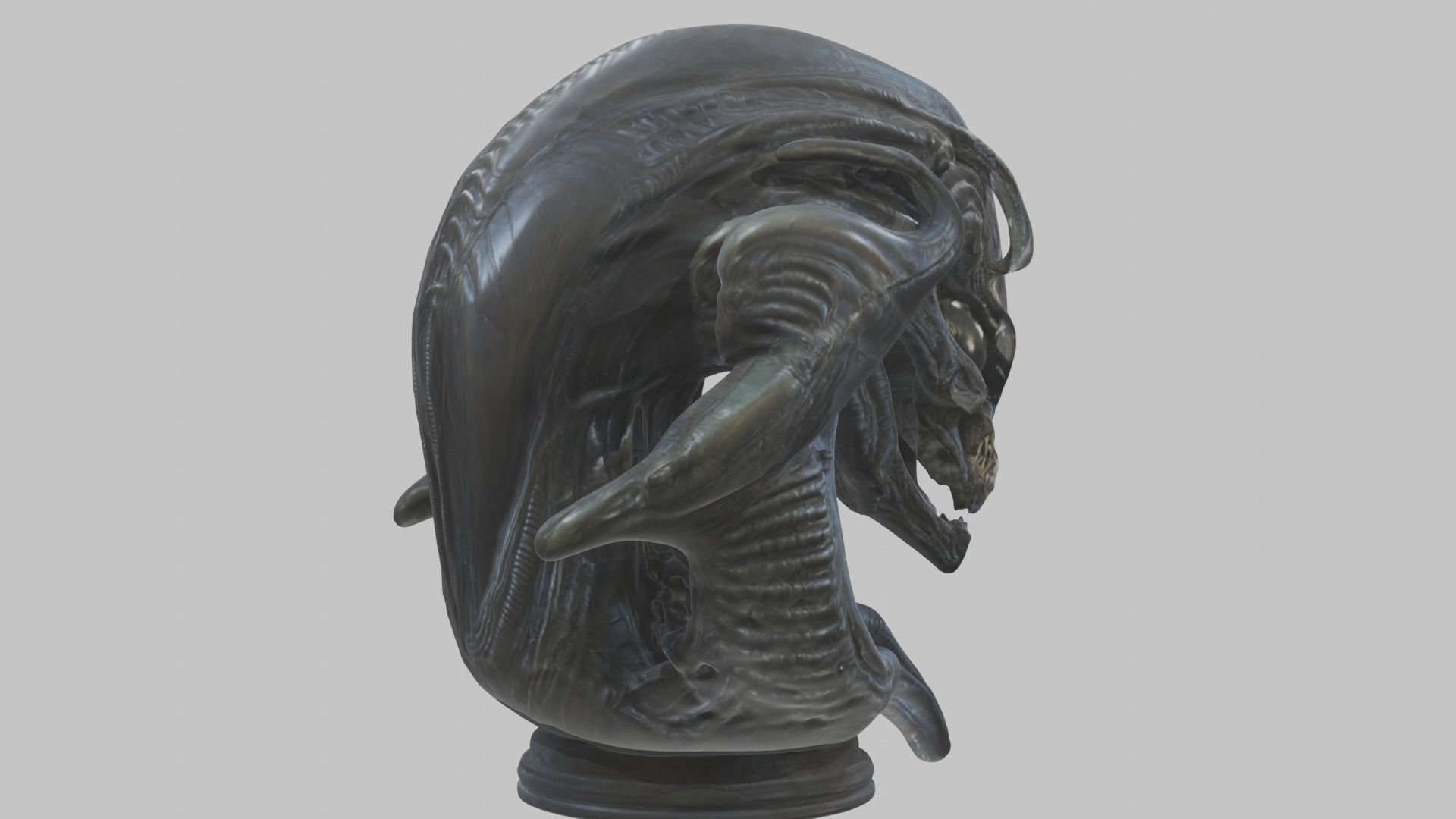 Alien Xenomorph Queen Head Bust Sculpture Low-poly 3D model_5