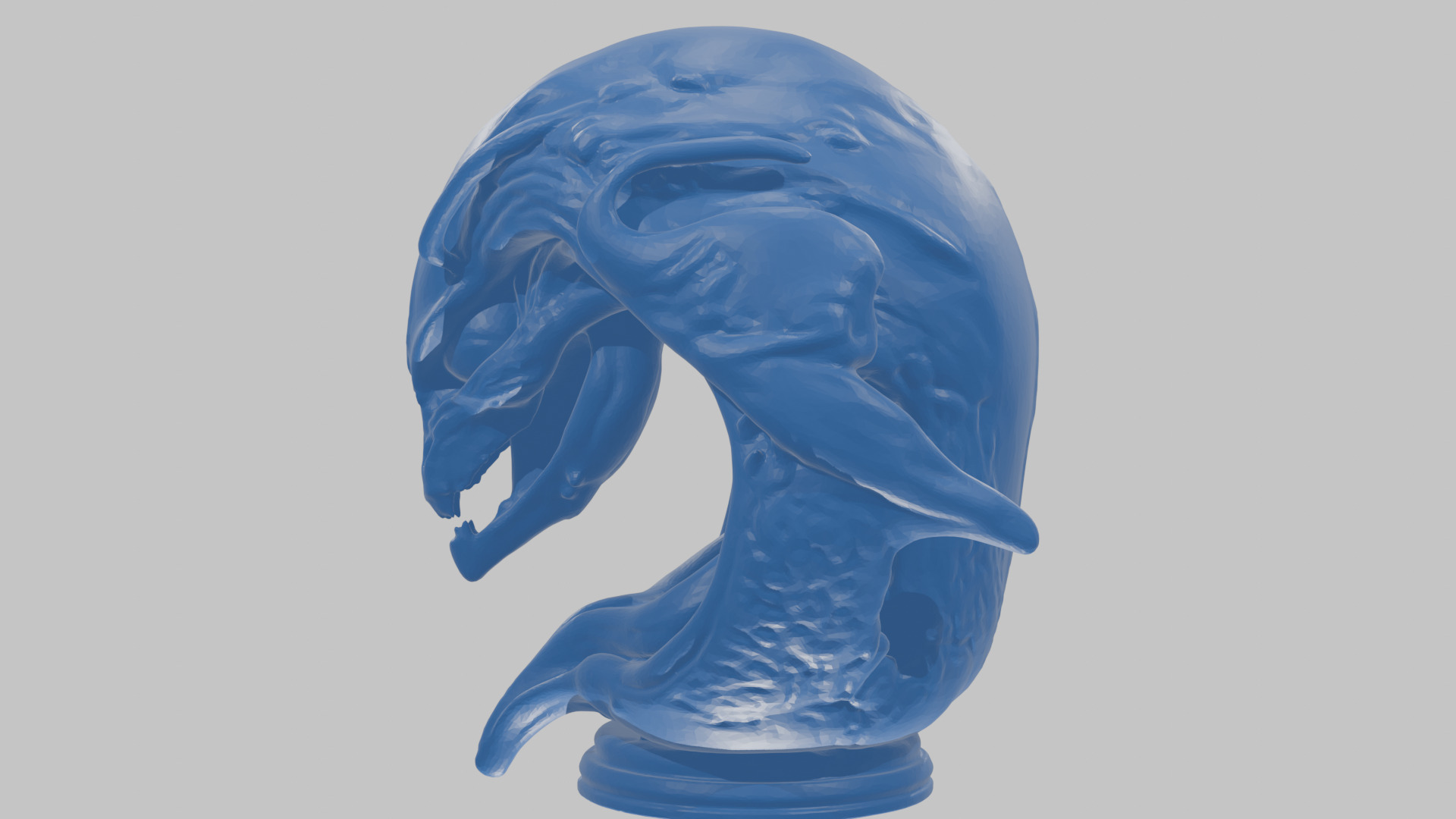 Alien Xenomorph Queen Head Bust Sculpture Low-poly 3D model_76