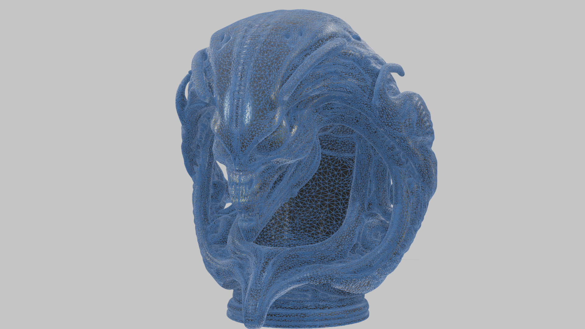 Alien Xenomorph Queen Head Bust Sculpture Low-poly 3D model_47