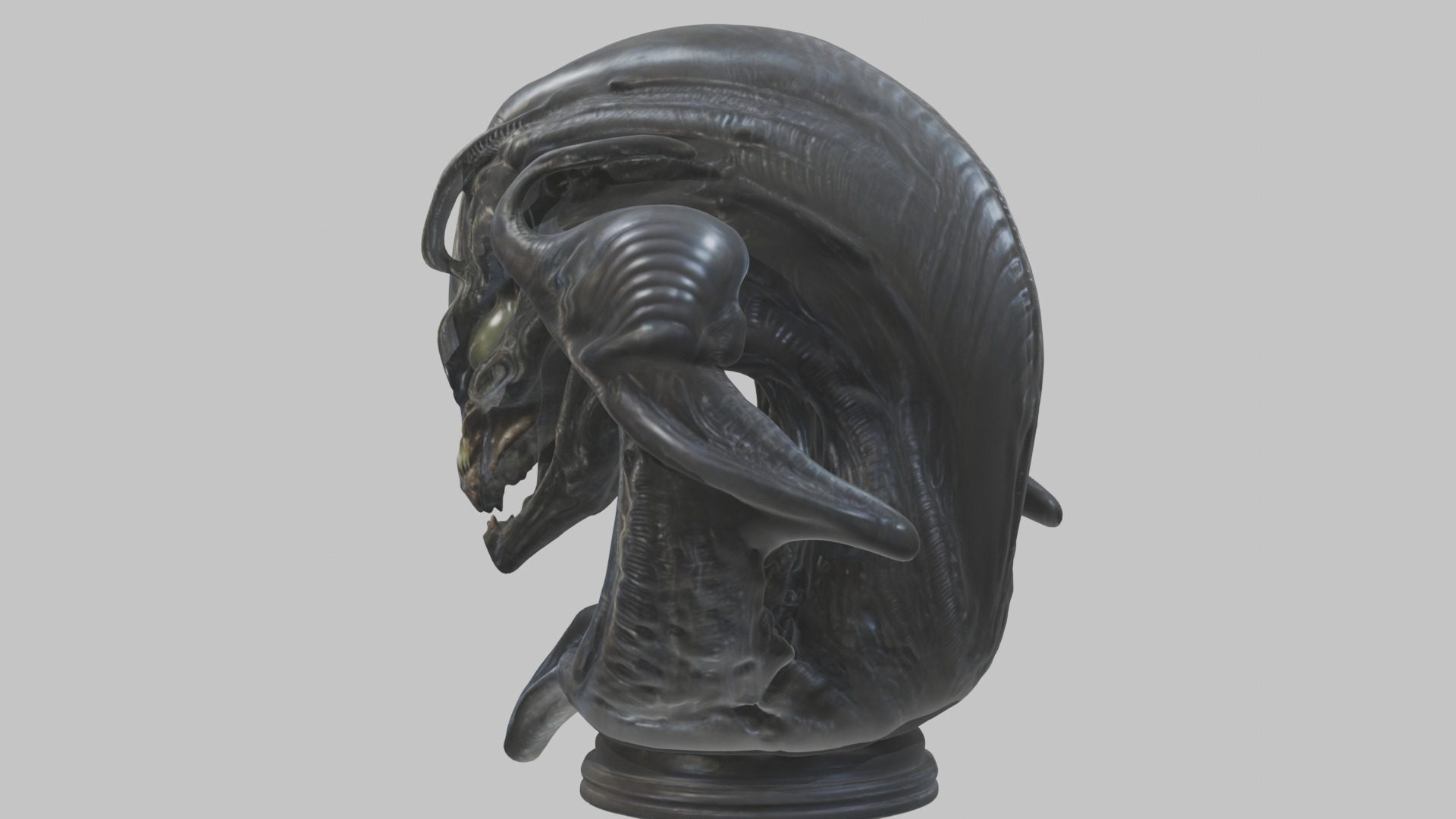 Alien Xenomorph Queen Head Bust Sculpture Low-poly 3D model_59