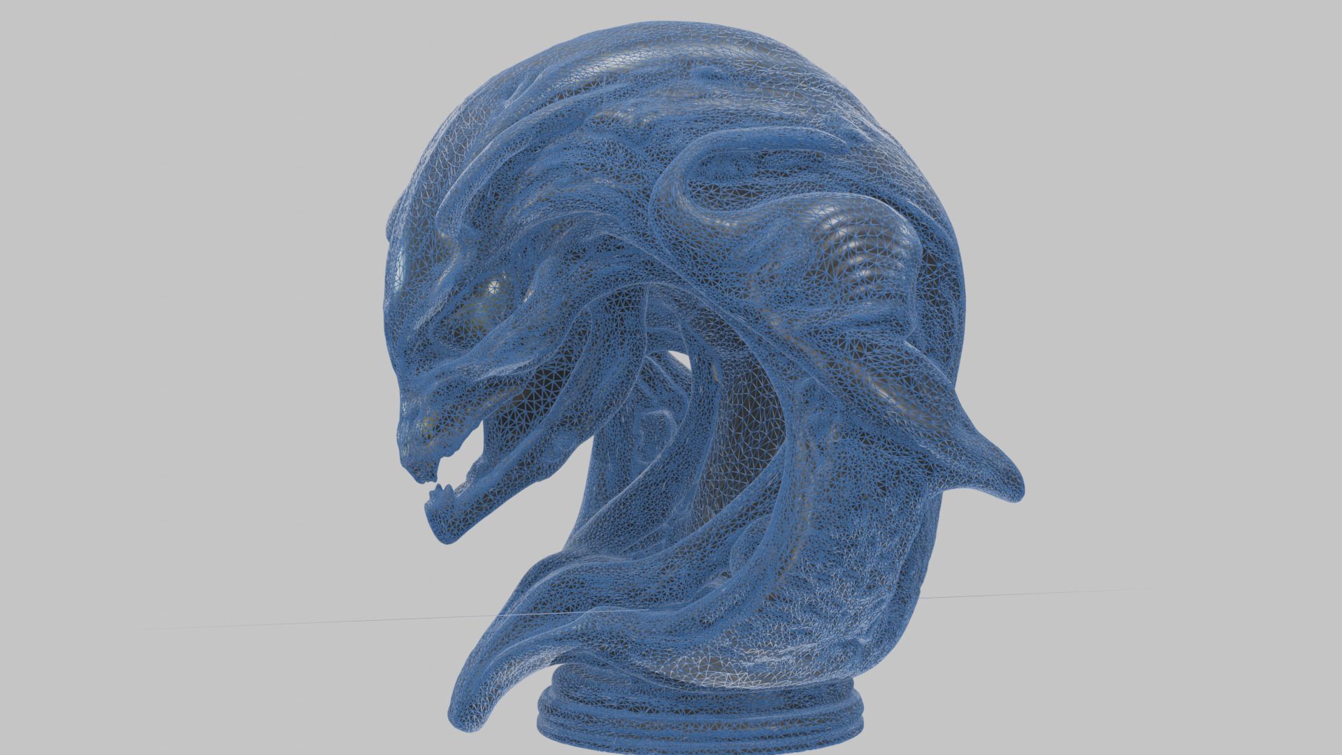 Alien Xenomorph Queen Head Bust Sculpture Low-poly 3D model_45