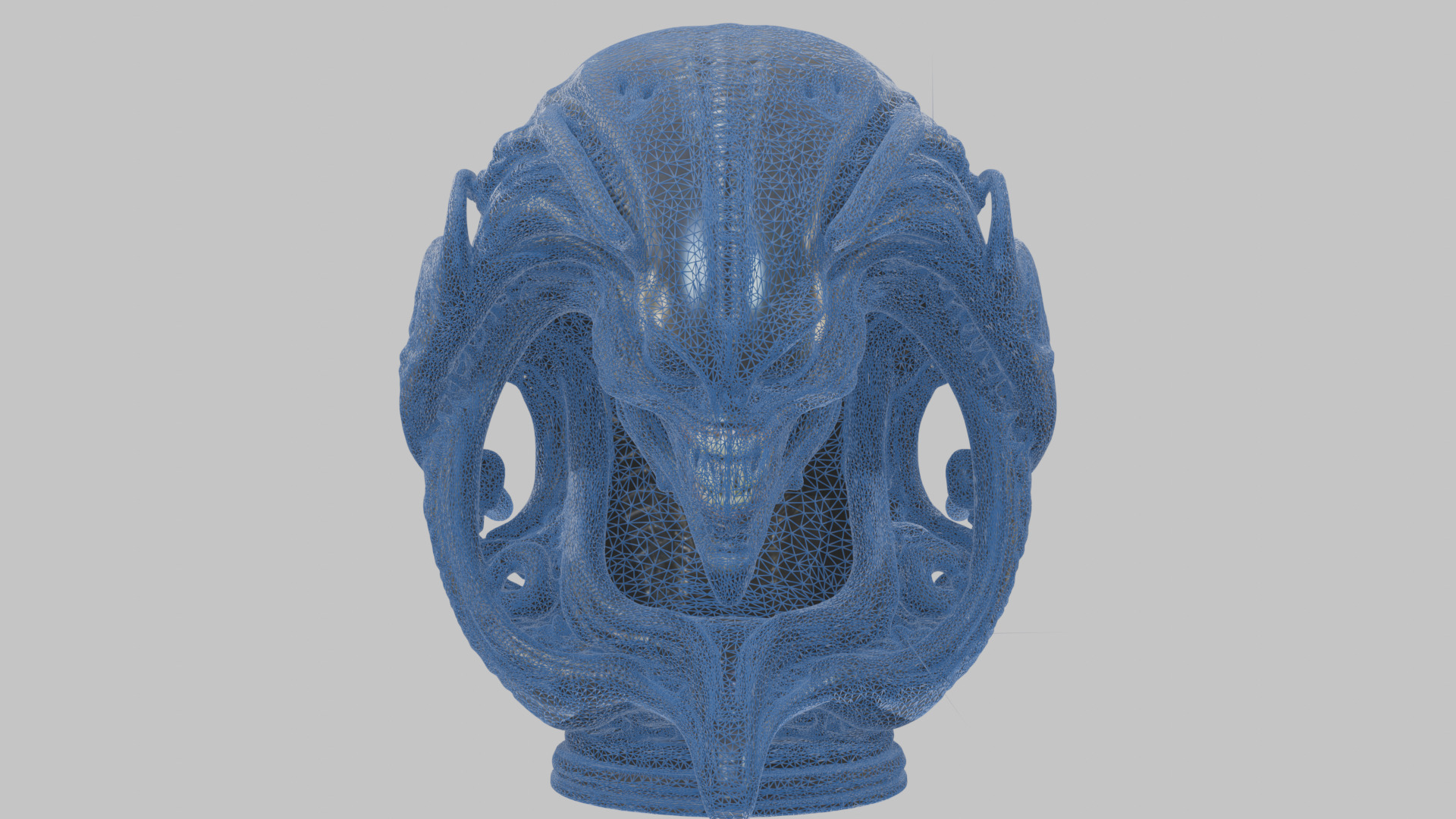 Alien Xenomorph Queen Head Bust Sculpture Low-poly 3D model_32
