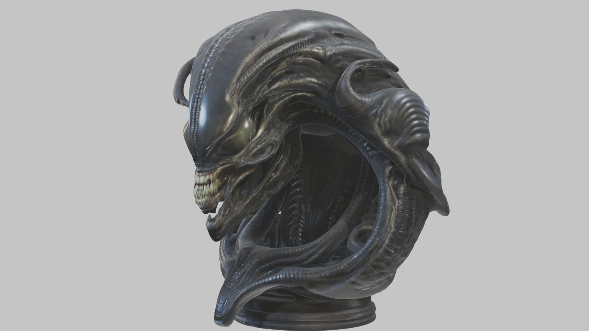 Alien Xenomorph Queen Head Bust Sculpture Low-poly 3D model_62