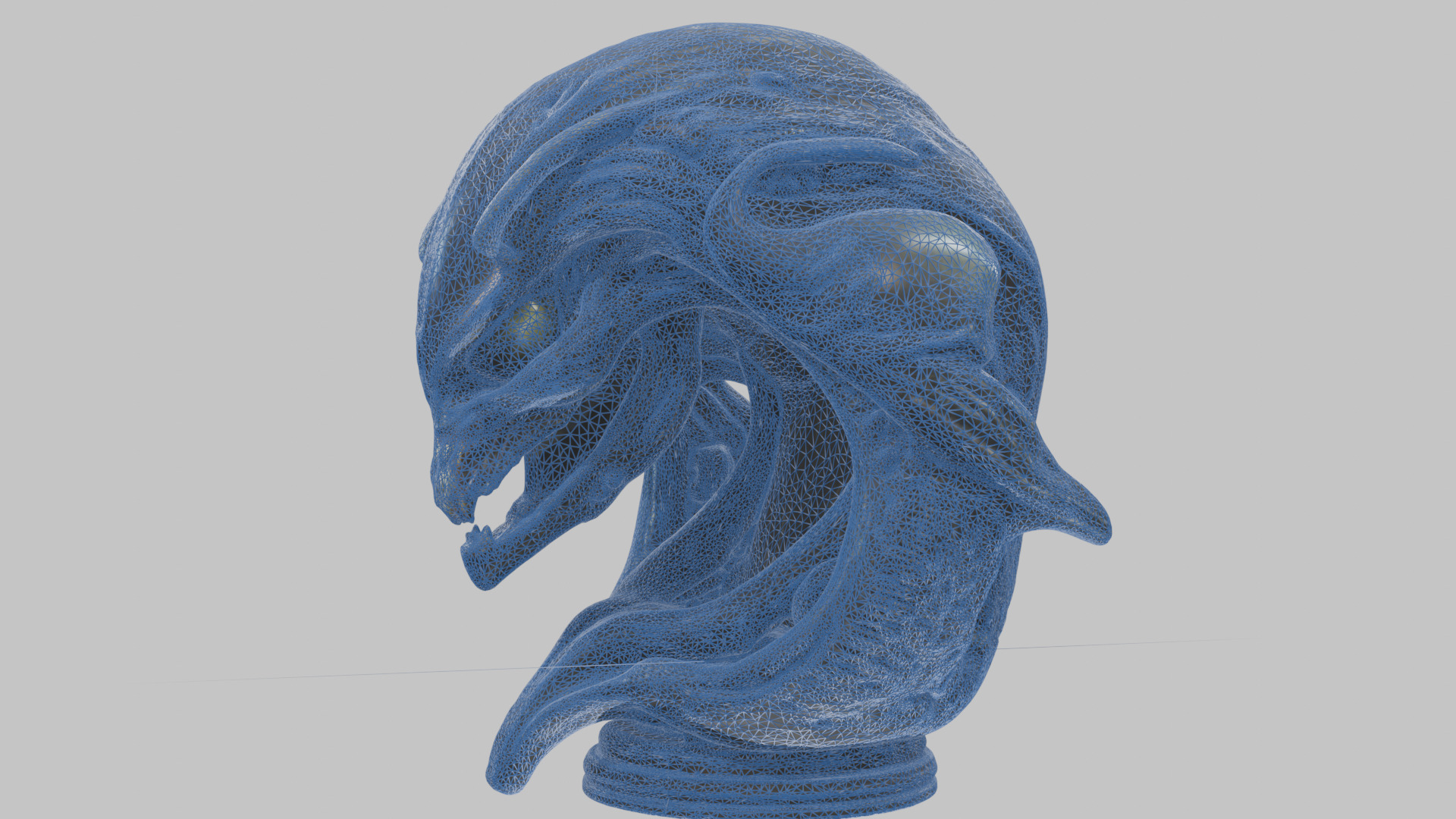 Alien Xenomorph Queen Head Bust Sculpture Low-poly 3D model_29
