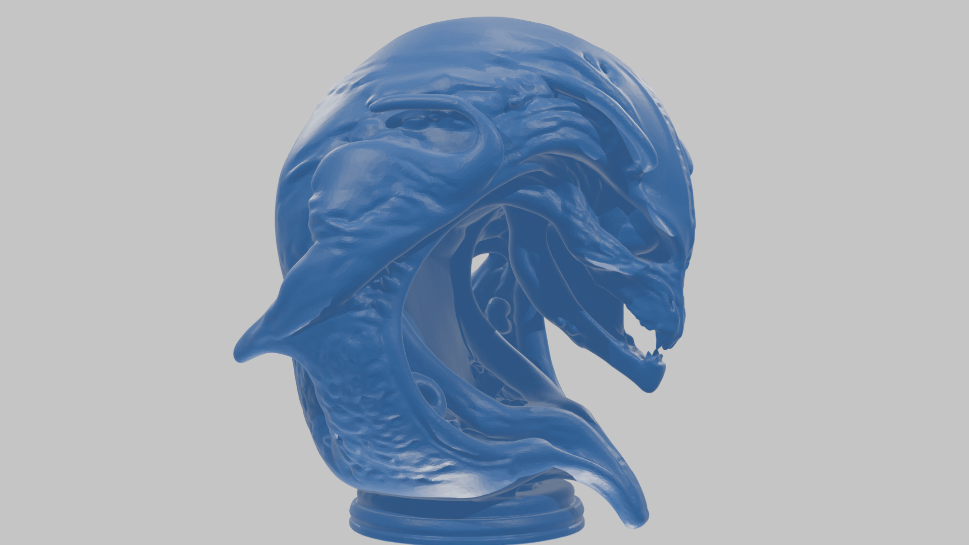 Alien Xenomorph Queen Head Bust Sculpture Low-poly 3D model_67