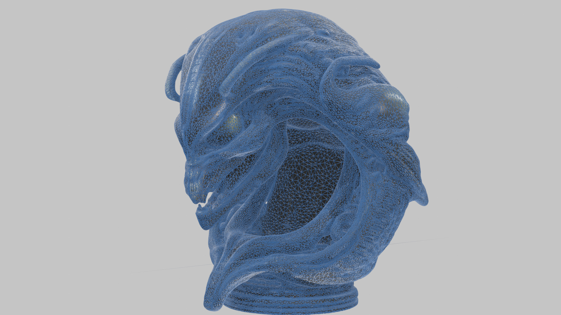 Alien Xenomorph Queen Head Bust Sculpture Low-poly 3D model_30