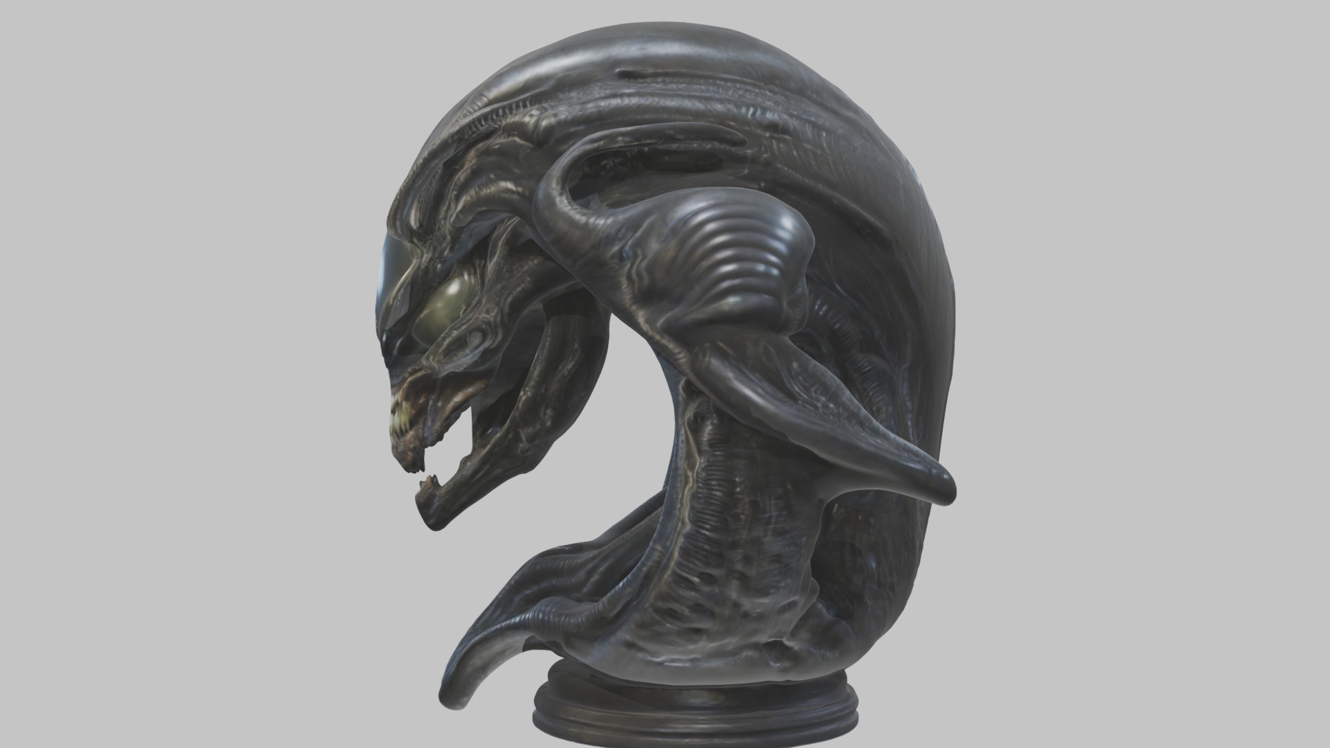 Alien Xenomorph Queen Head Bust Sculpture Low-poly 3D model_60