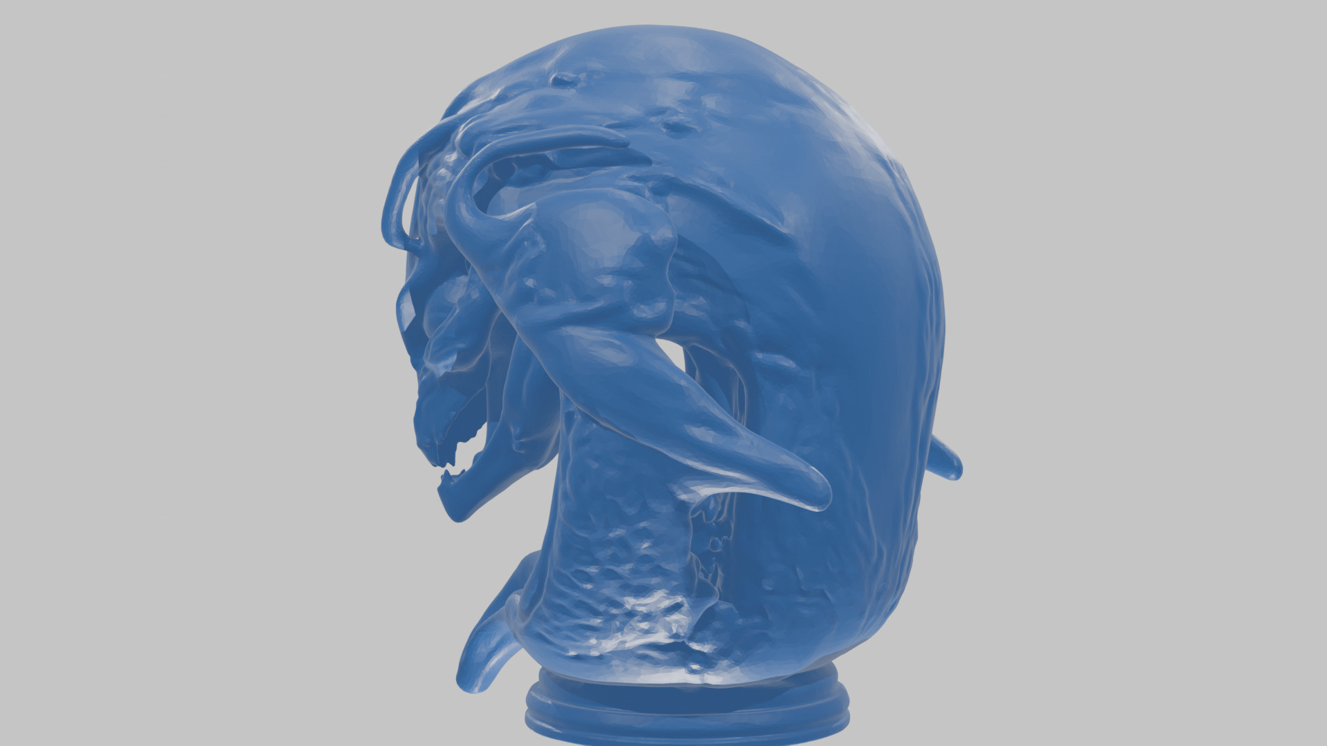 Alien Xenomorph Queen Head Bust Sculpture Low-poly 3D model_75