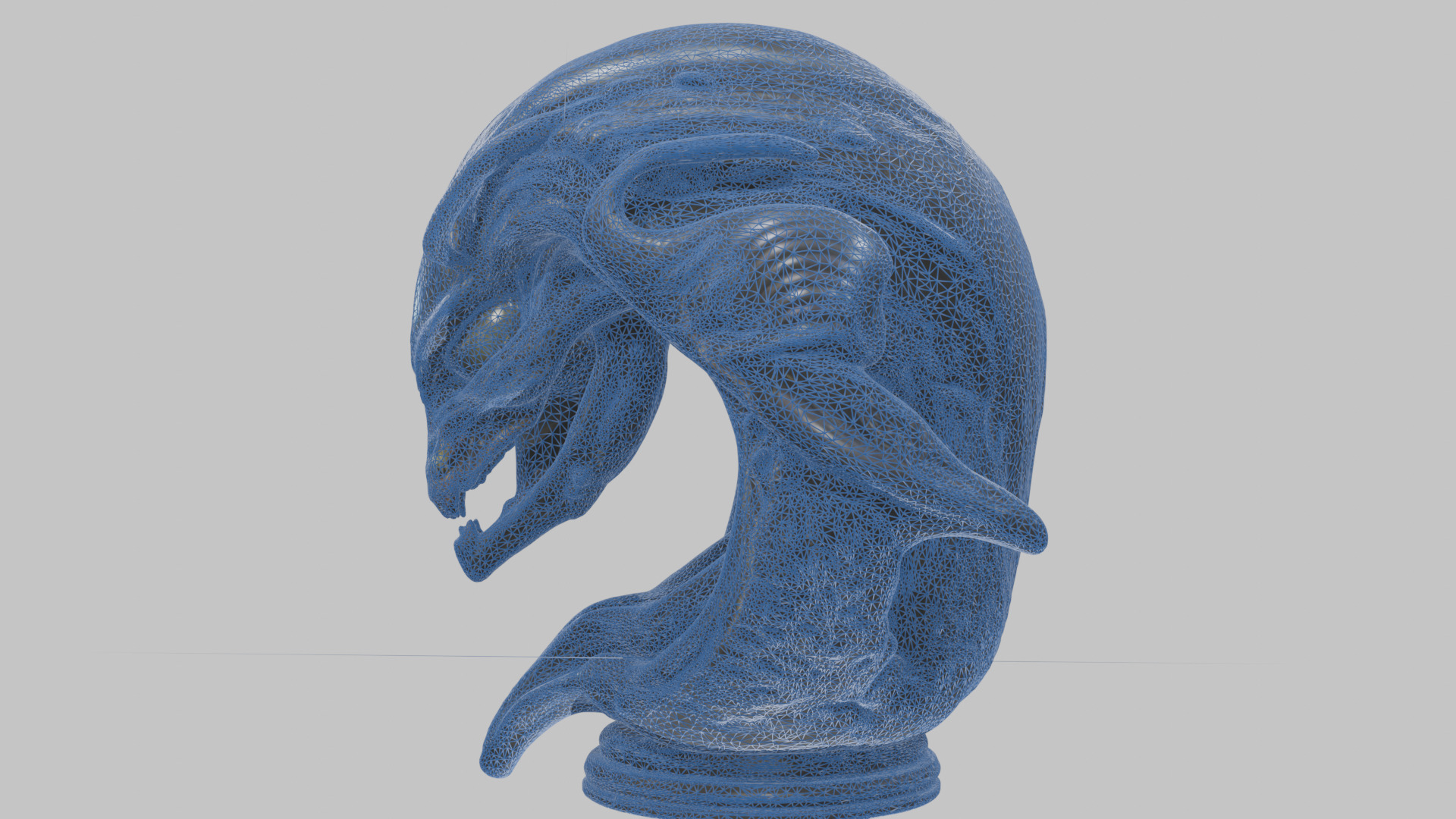 Alien Xenomorph Queen Head Bust Sculpture Low-poly 3D model_44