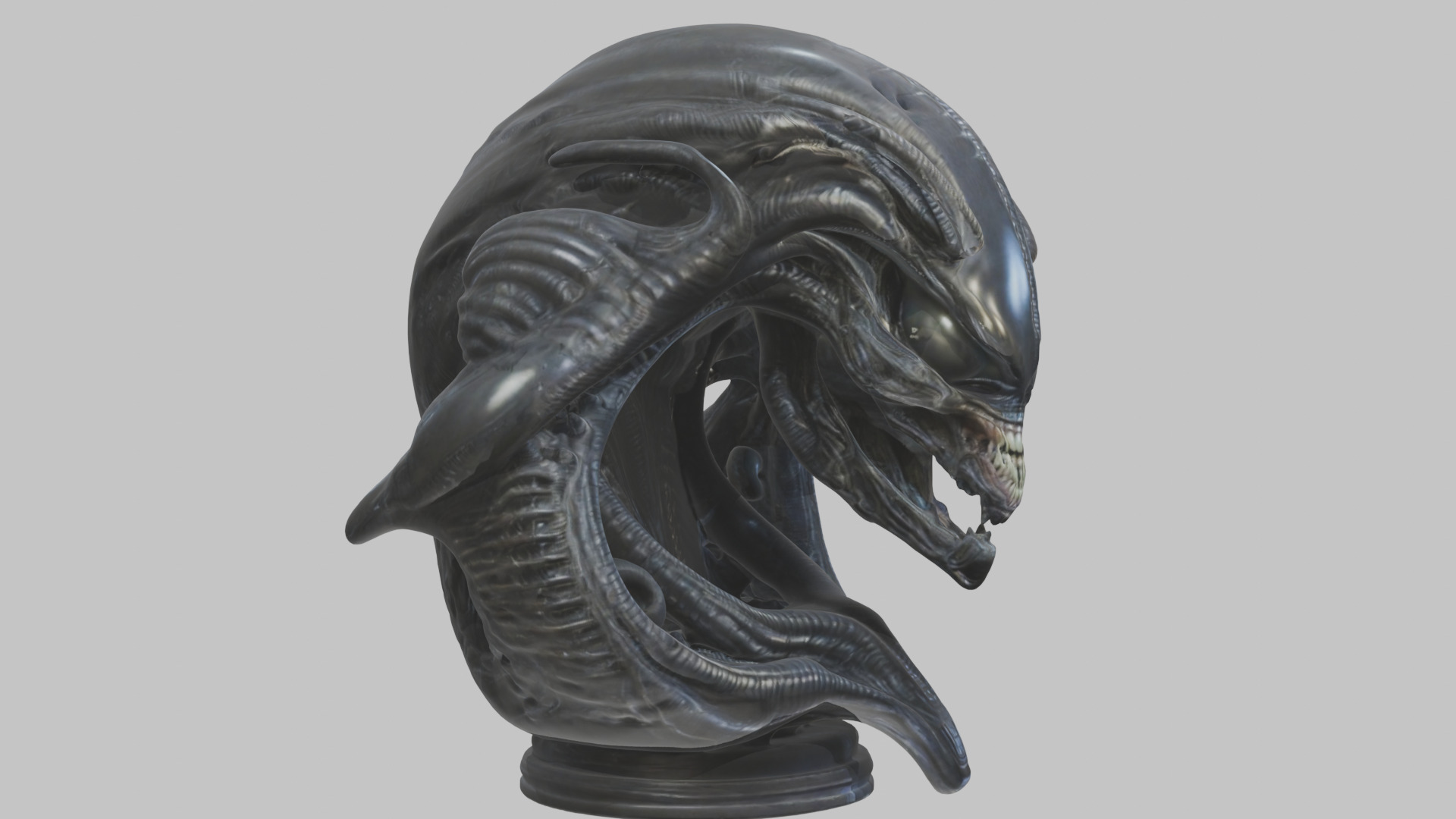 Alien Xenomorph Queen Head Bust Sculpture Low-poly 3D model_51