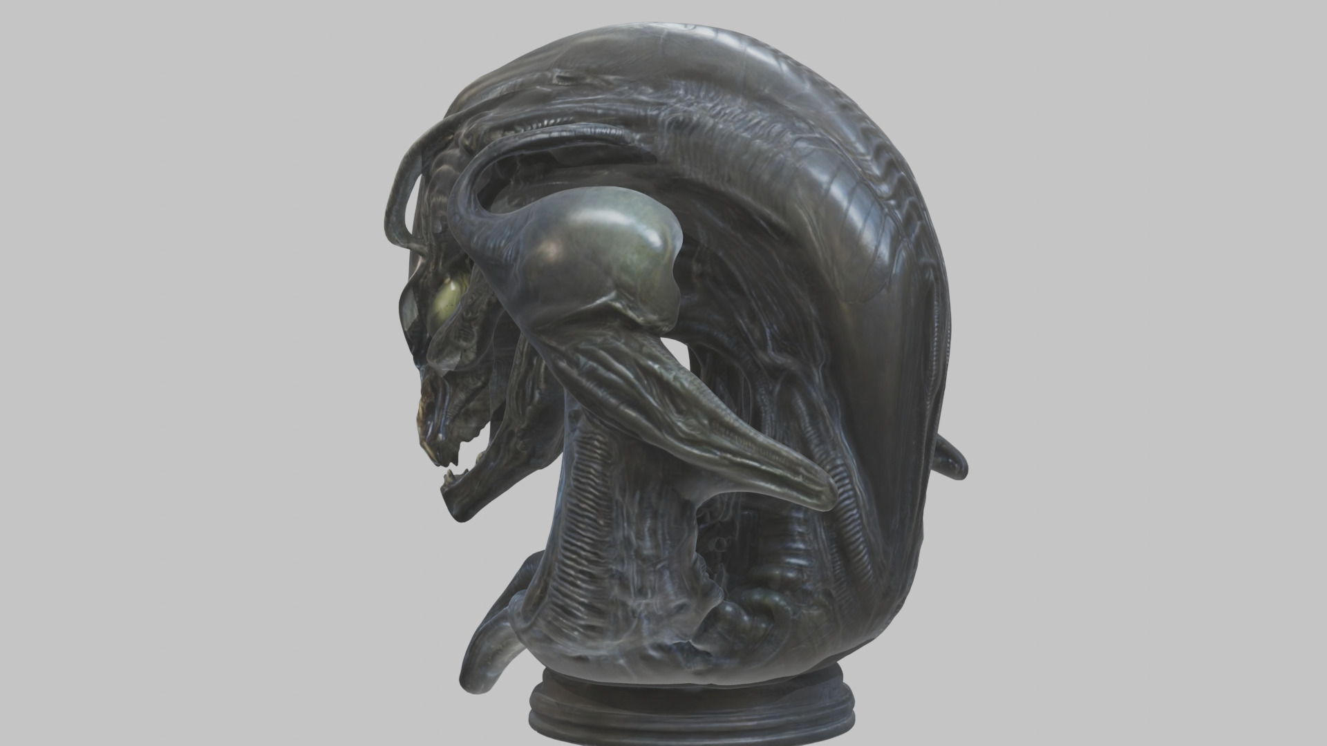 Alien Xenomorph Queen Head Bust Sculpture Low-poly 3D model_11