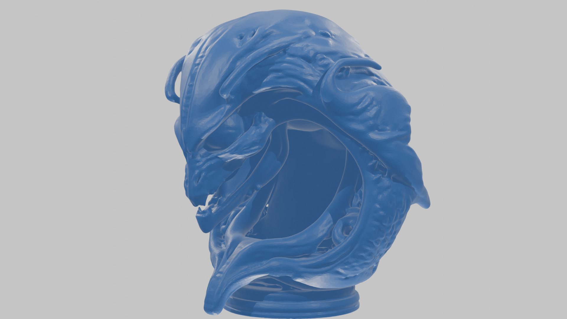 Alien Xenomorph Queen Head Bust Sculpture Low-poly 3D model_78
