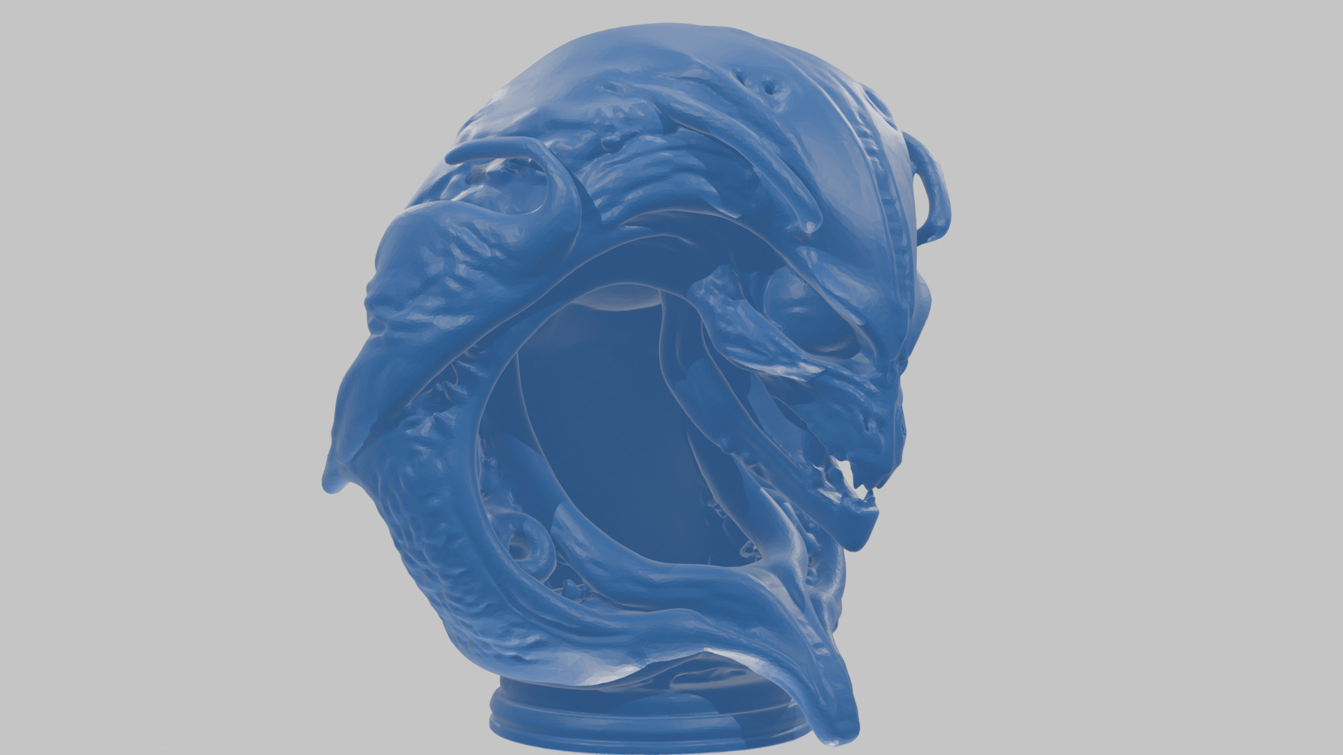 Alien Xenomorph Queen Head Bust Sculpture Low-poly 3D model_66