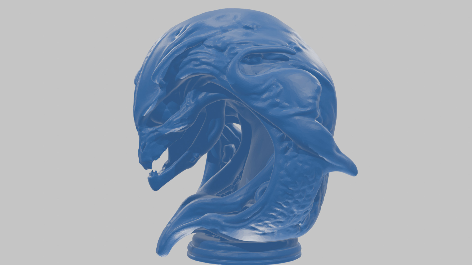 Alien Xenomorph Queen Head Bust Sculpture Low-poly 3D model_77