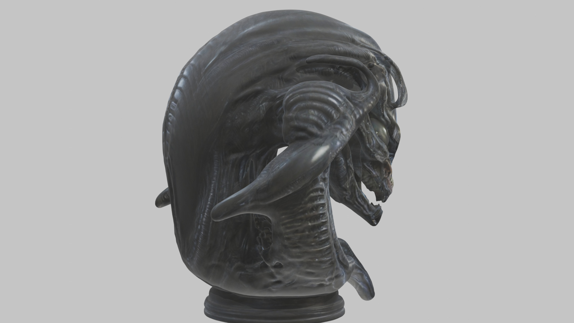 Alien Xenomorph Queen Head Bust Sculpture Low-poly 3D model_53