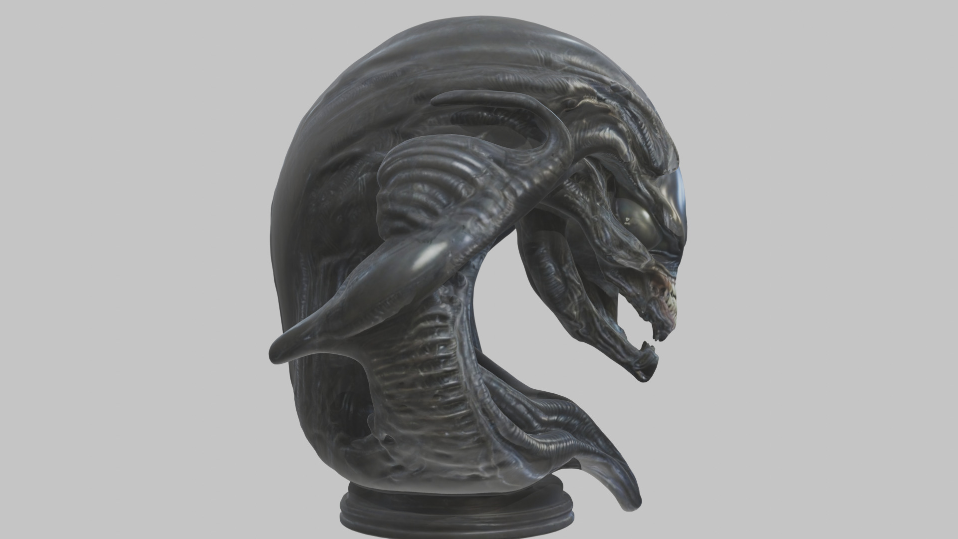 Alien Xenomorph Queen Head Bust Sculpture Low-poly 3D model_52
