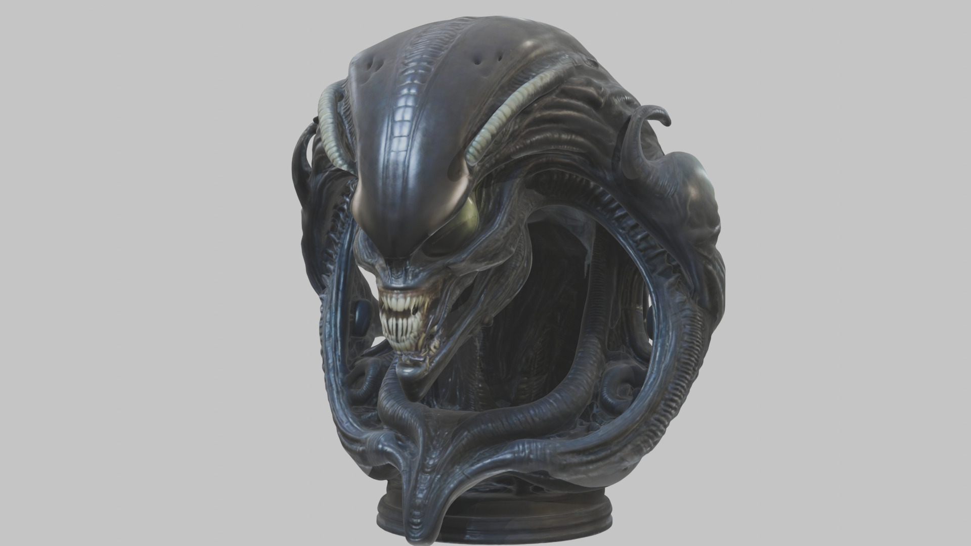 Alien Xenomorph Queen Head Bust Sculpture Low-poly 3D model_15