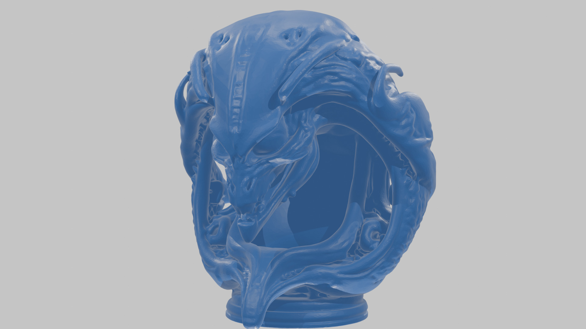 Alien Xenomorph Queen Head Bust Sculpture Low-poly 3D model_79