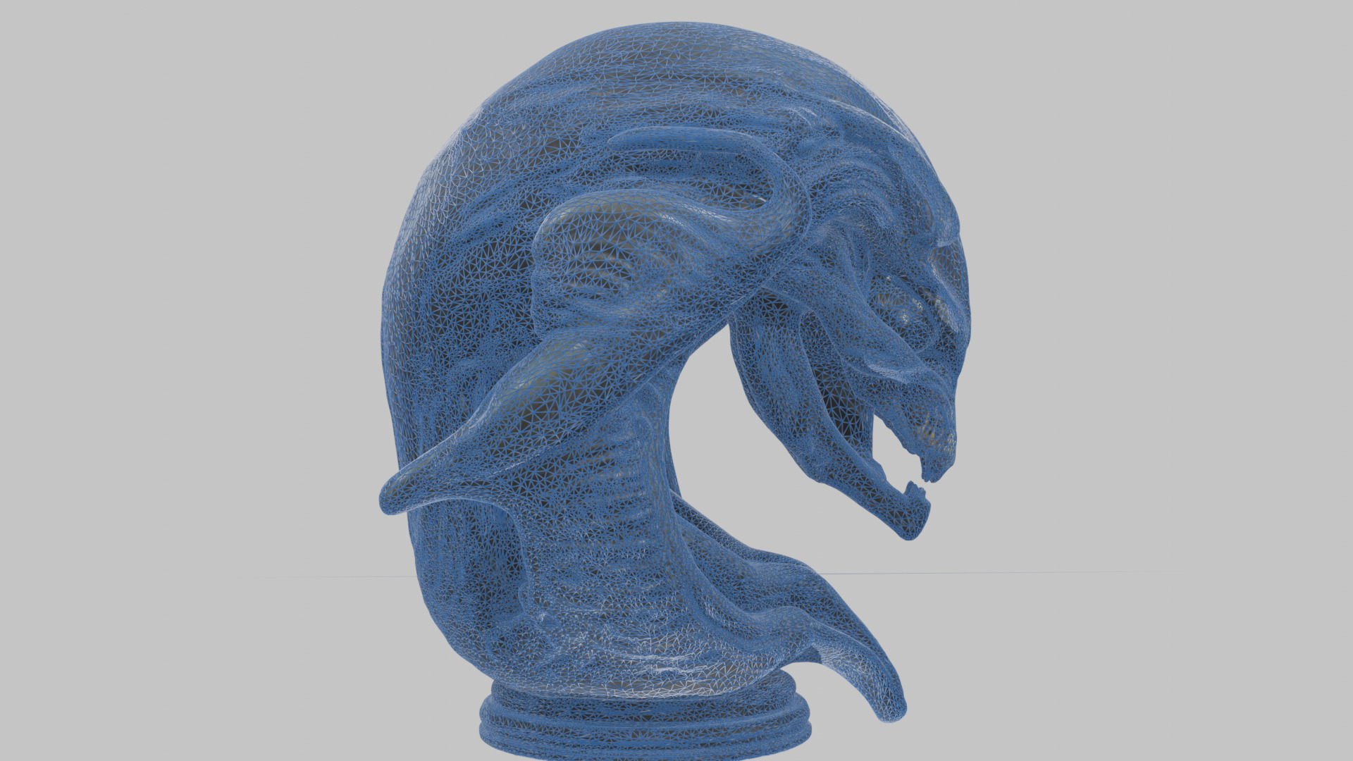 Alien Xenomorph Queen Head Bust Sculpture Low-poly 3D model_20