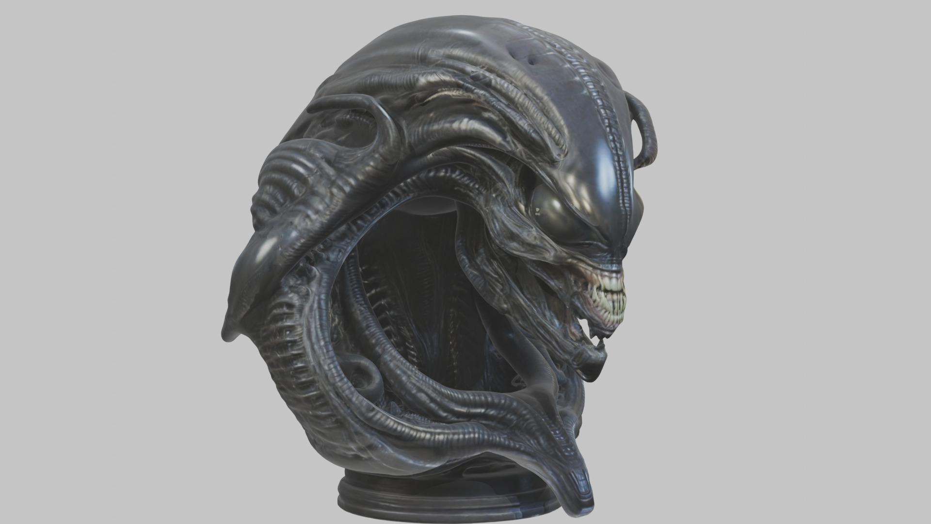 Alien Xenomorph Queen Head Bust Sculpture Low-poly 3D model_50