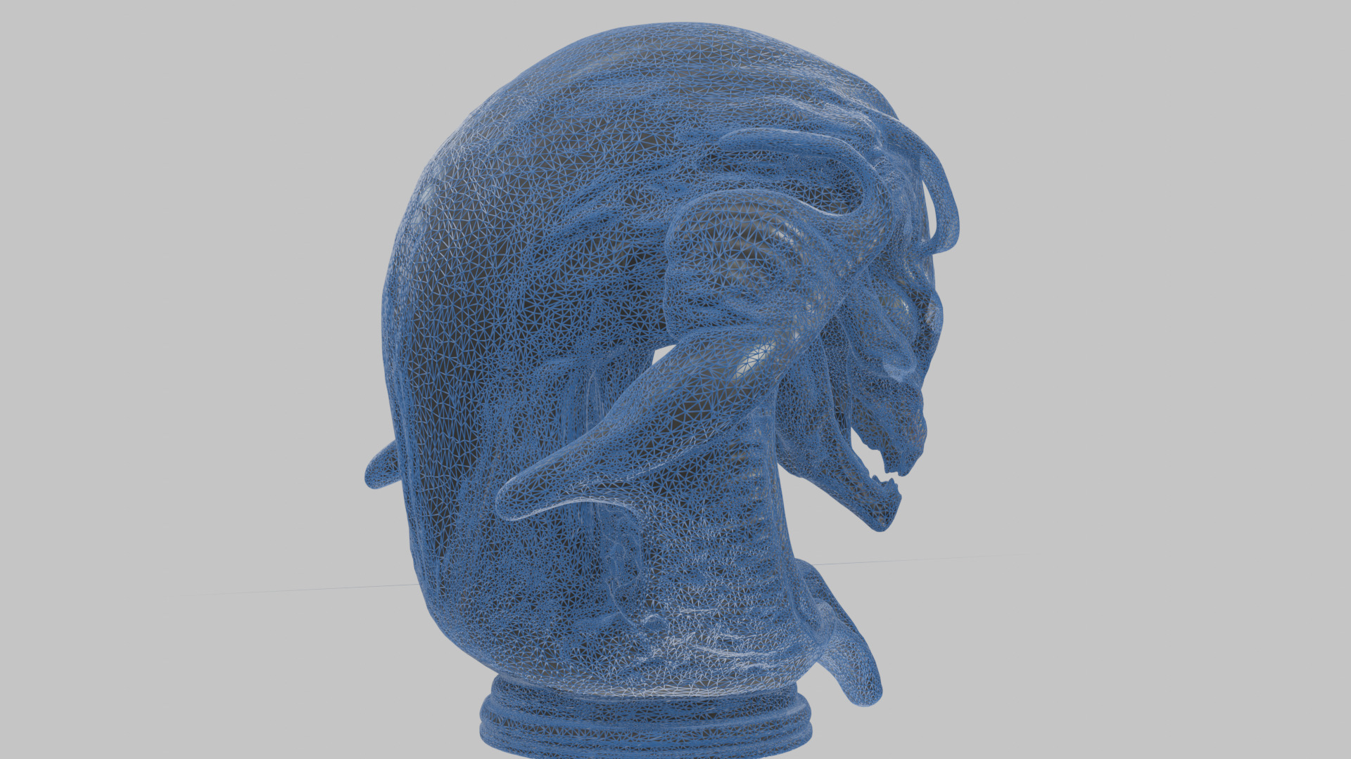 Alien Xenomorph Queen Head Bust Sculpture Low-poly 3D model_37