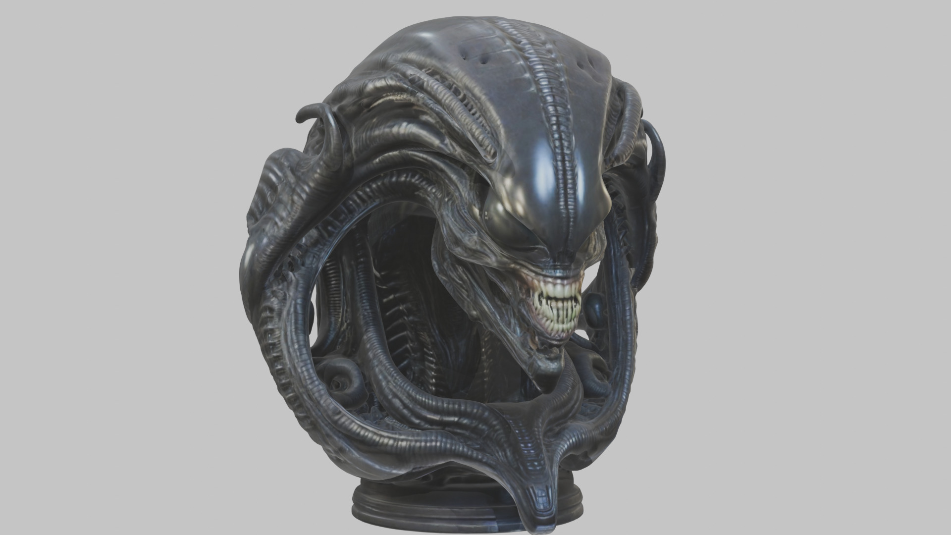 Alien Xenomorph Queen Head Bust Sculpture Low-poly 3D model_49