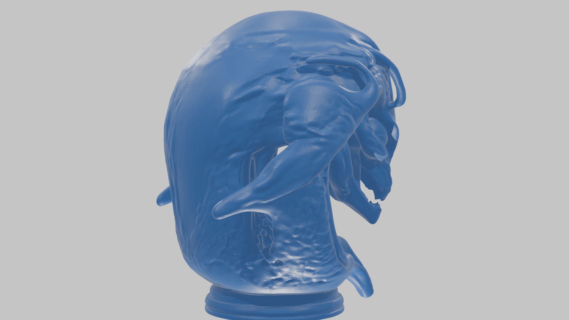 Alien Xenomorph Queen Head Bust Sculpture Low-poly 3D model_69