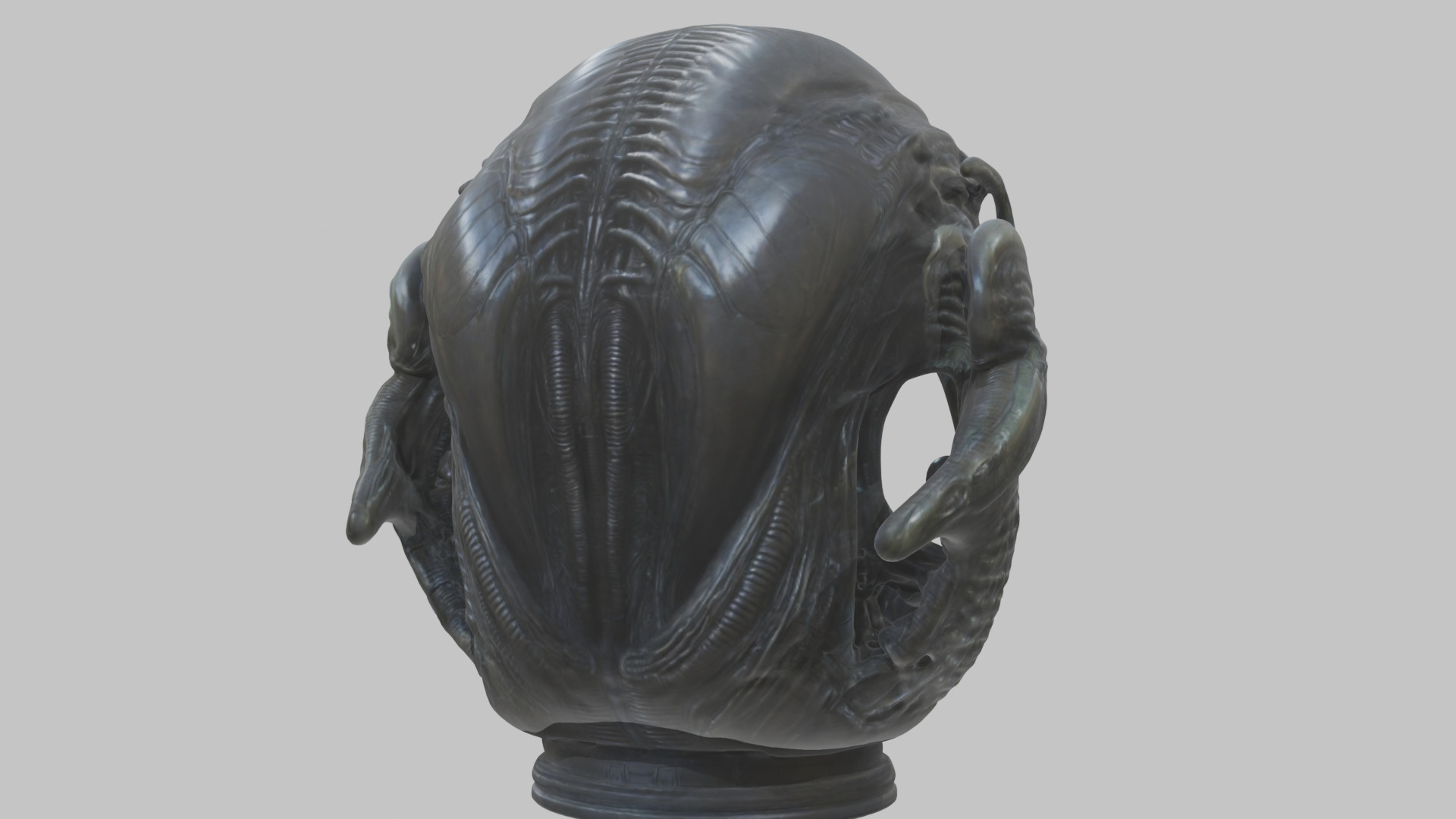 Alien Xenomorph Queen Head Bust Sculpture Low-poly 3D model_7