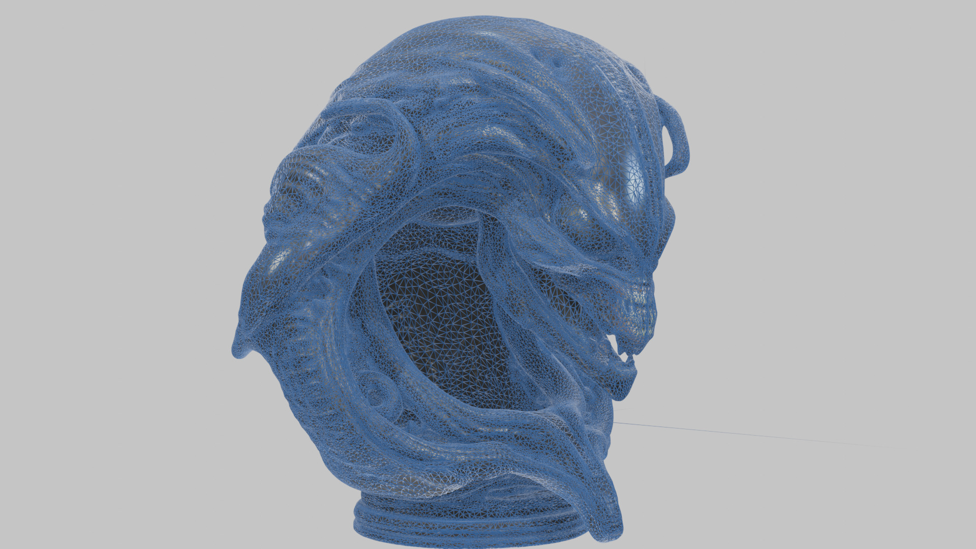 Alien Xenomorph Queen Head Bust Sculpture Low-poly 3D model_34