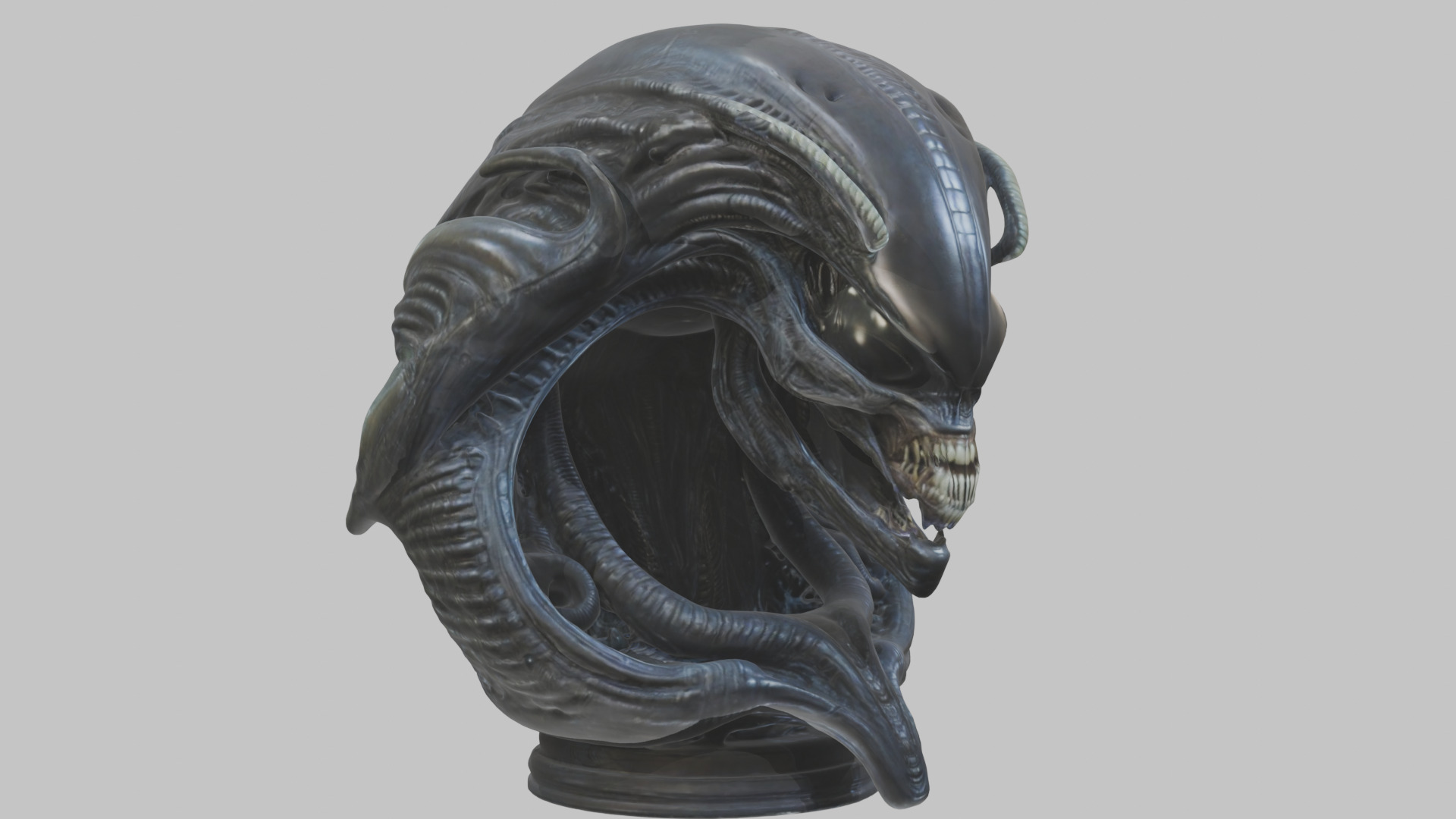 Alien Xenomorph Queen Head Bust Sculpture Low-poly 3D model_2