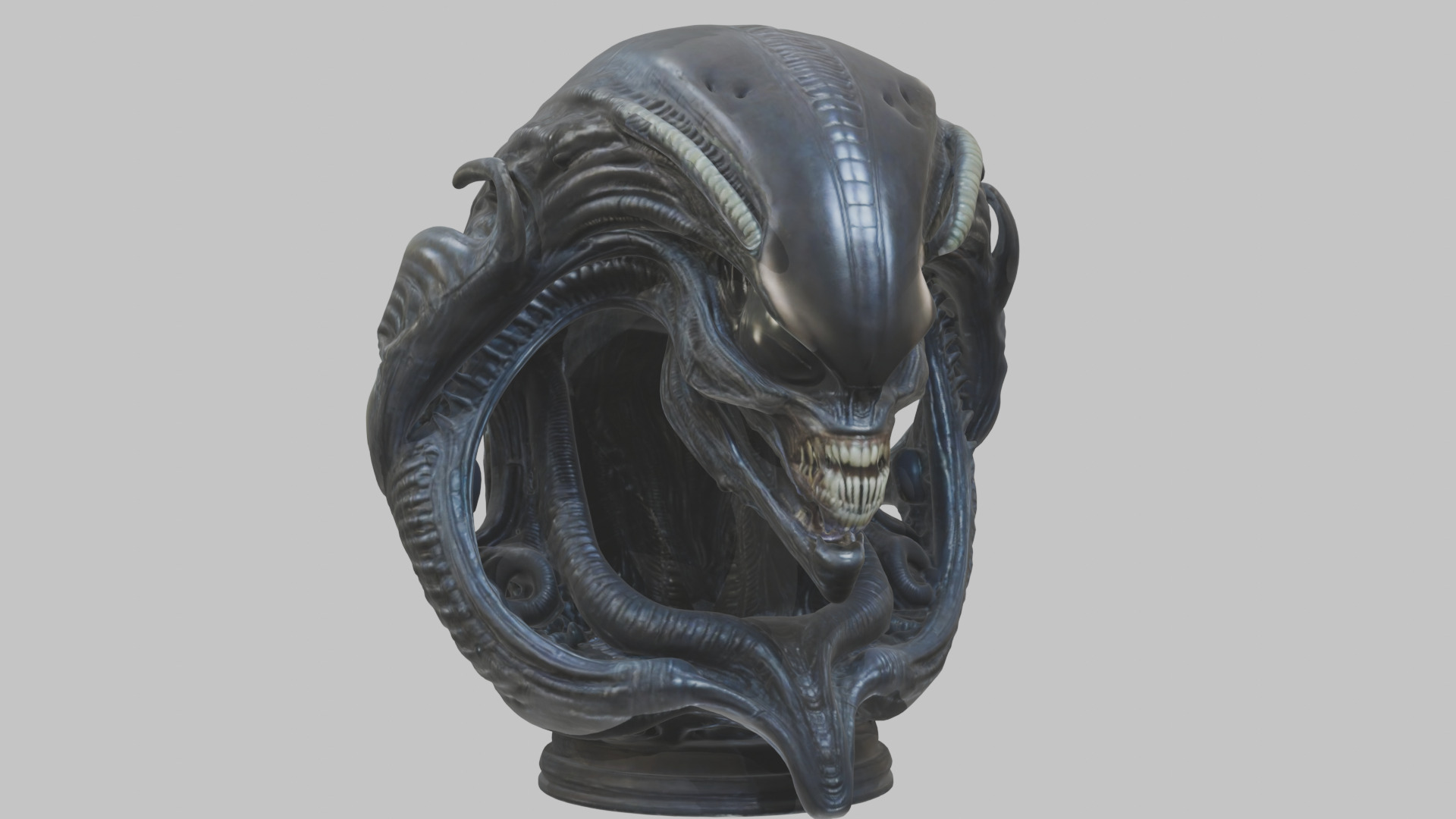 Alien Xenomorph Queen Head Bust Sculpture Low-poly 3D model_1