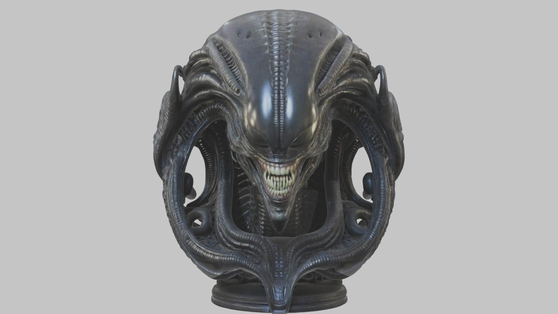 Alien Xenomorph Queen Head Bust Sculpture Low-poly 3D model_48