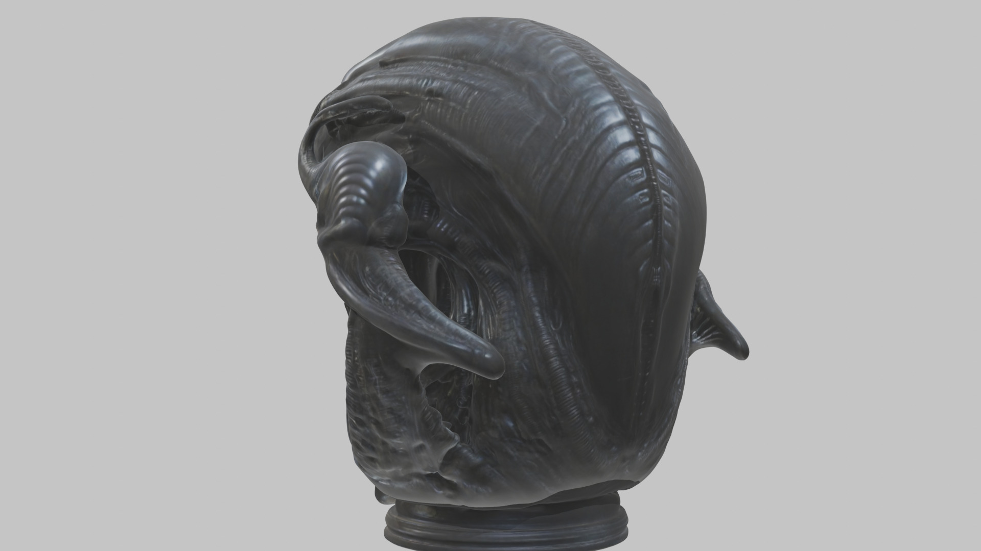 Alien Xenomorph Queen Head Bust Sculpture Low-poly 3D model_58