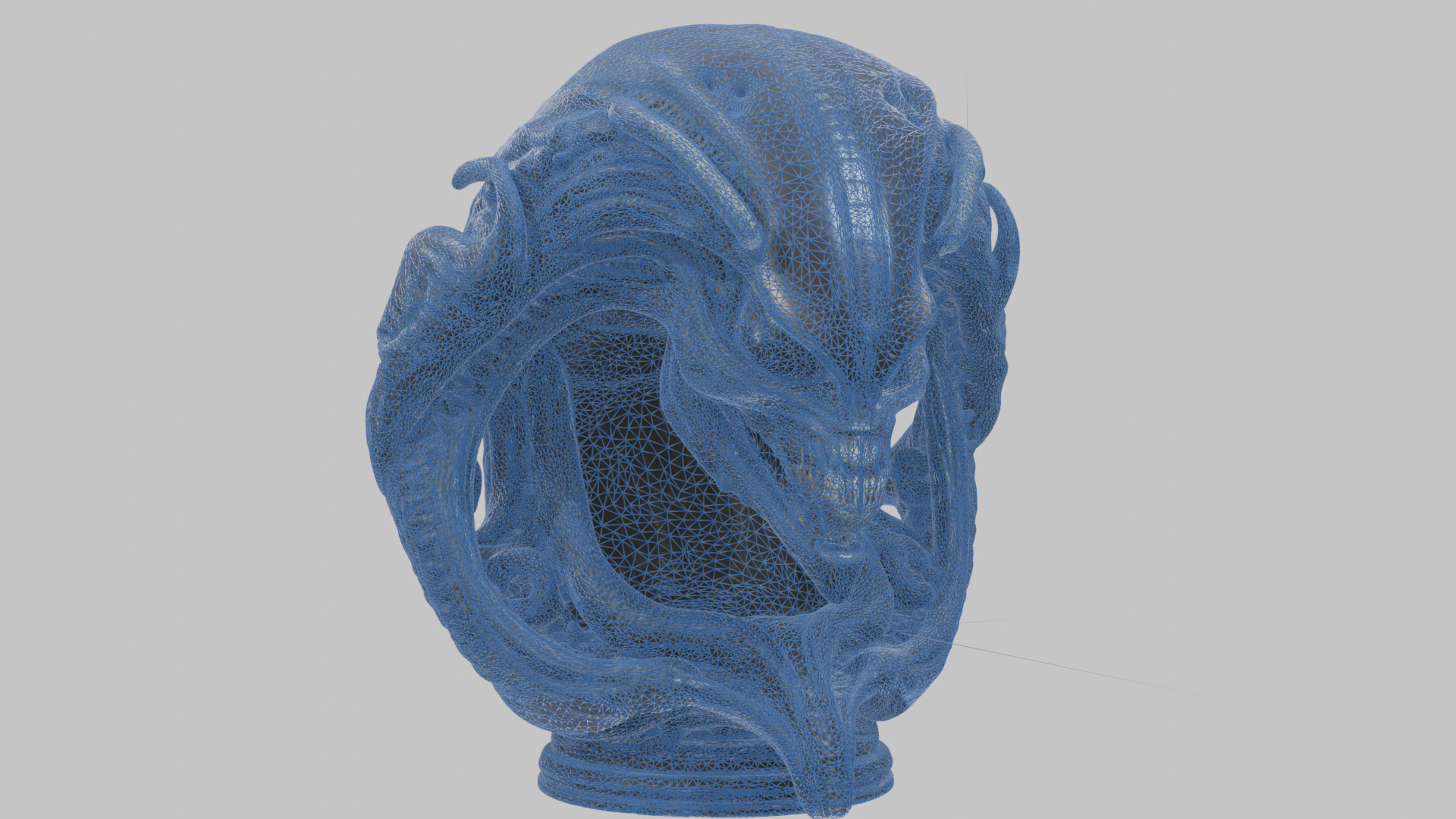 Alien Xenomorph Queen Head Bust Sculpture Low-poly 3D model_17