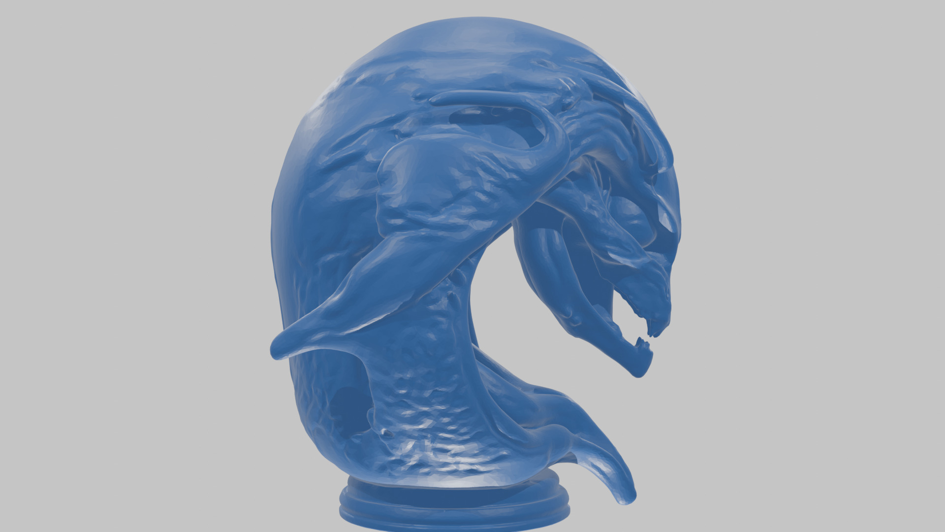 Alien Xenomorph Queen Head Bust Sculpture Low-poly 3D model_68