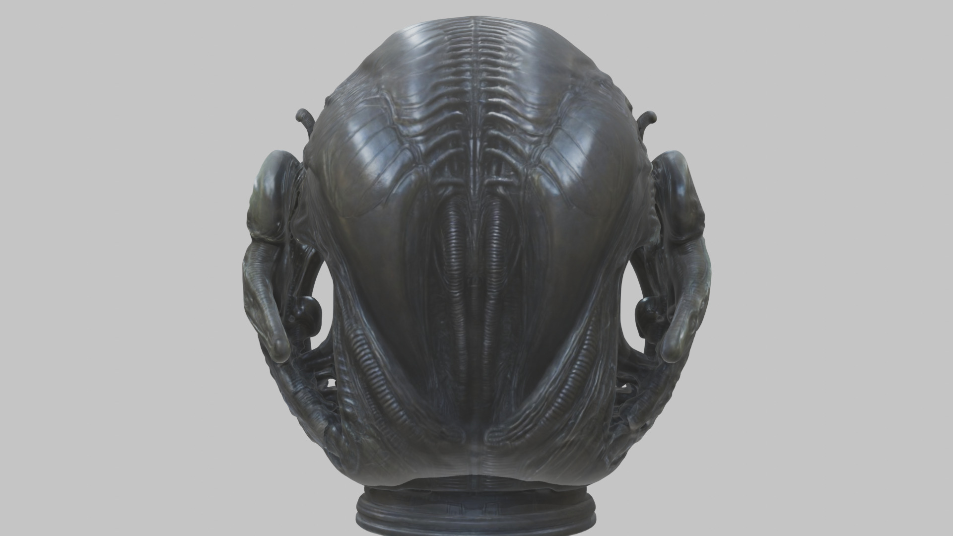 Alien Xenomorph Queen Head Bust Sculpture Low-poly 3D model_8