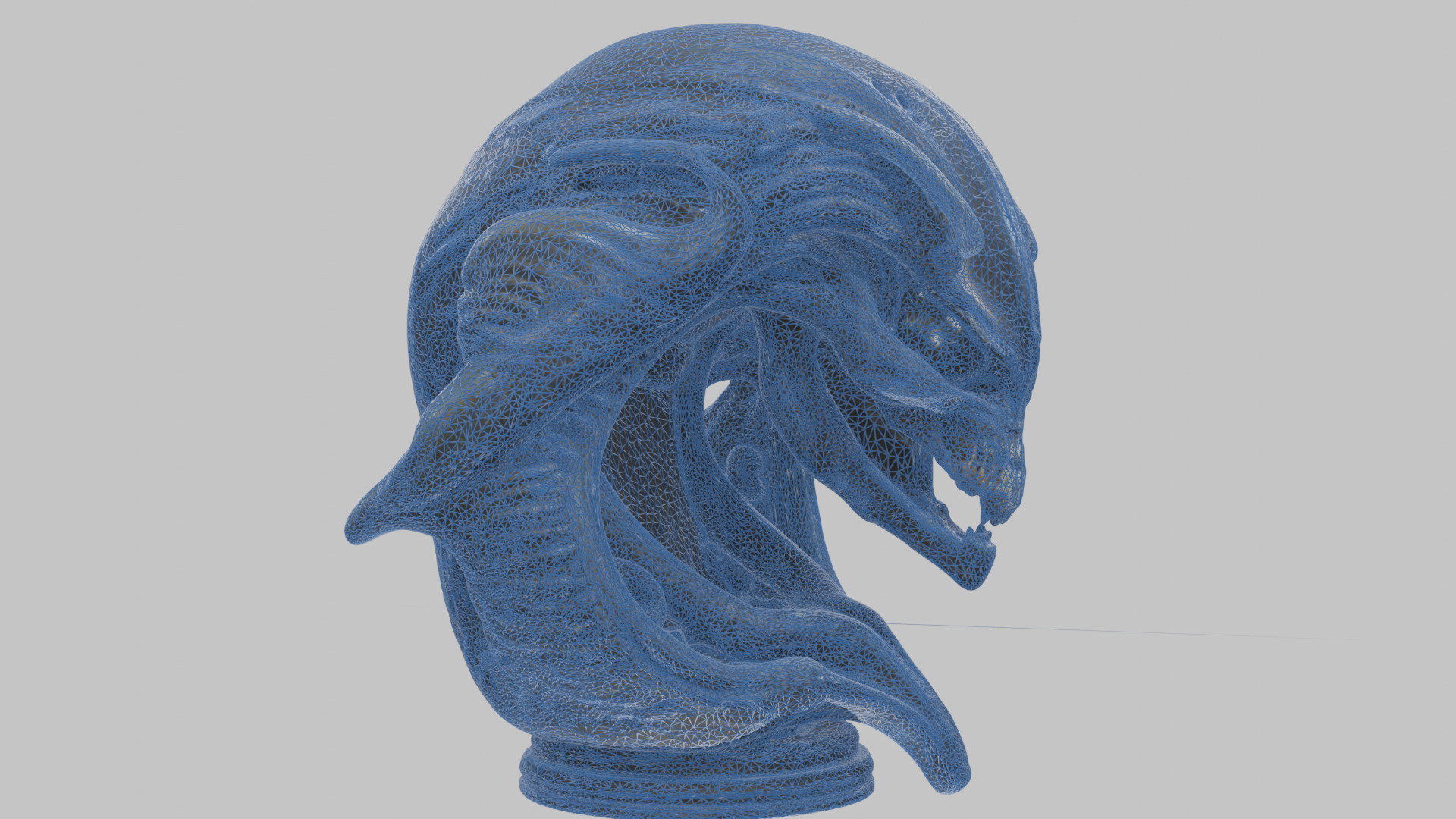 Alien Xenomorph Queen Head Bust Sculpture Low-poly 3D model_19
