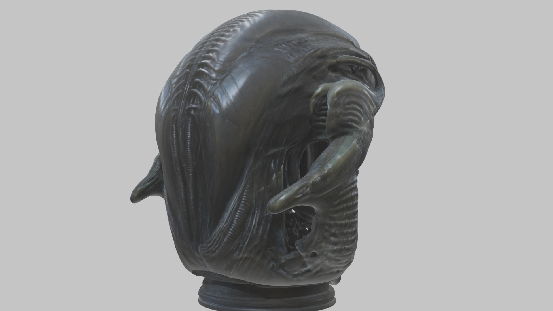 Alien Xenomorph Queen Head Bust Sculpture Low-poly 3D model_6