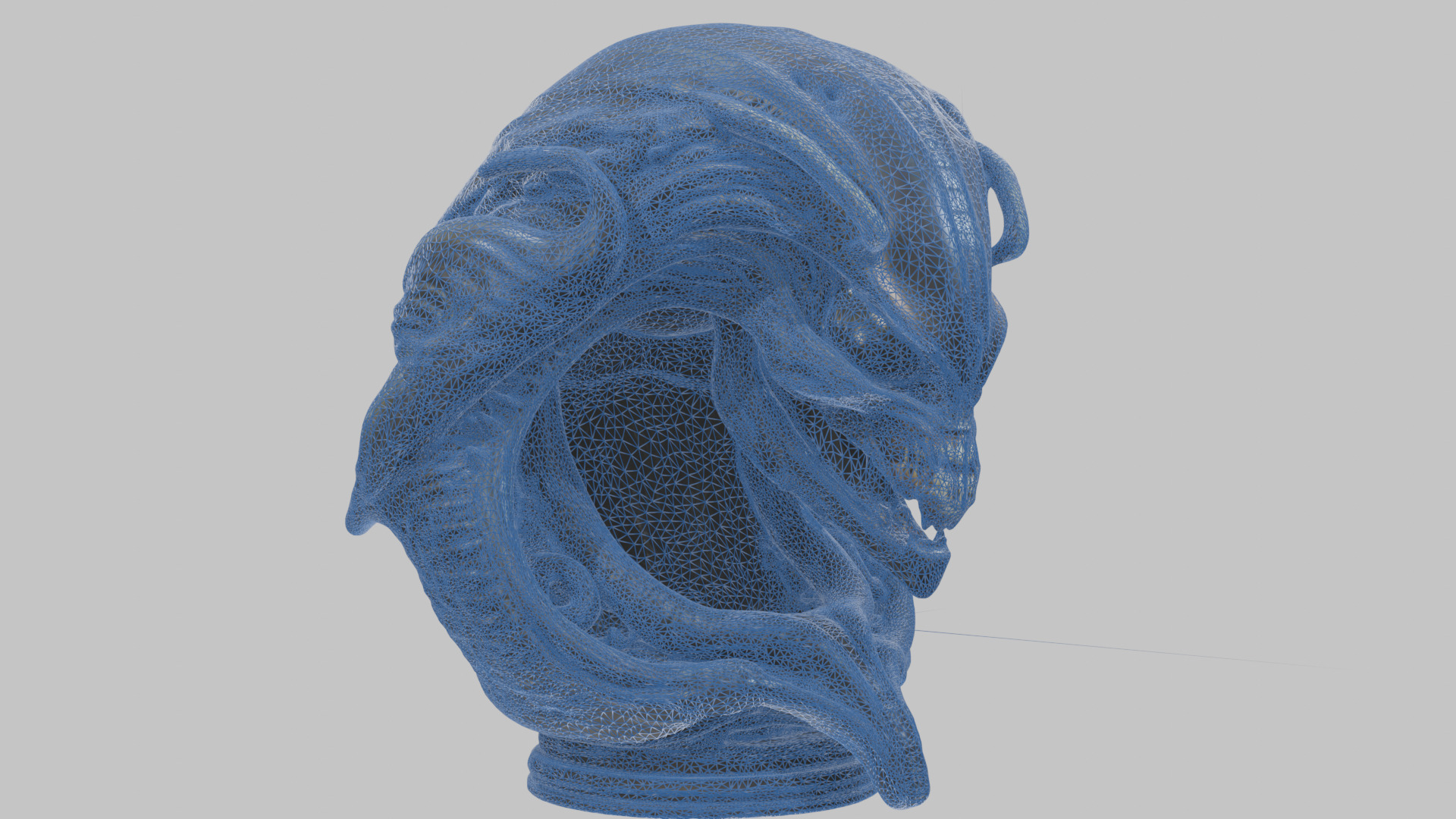 Alien Xenomorph Queen Head Bust Sculpture Low-poly 3D model_18