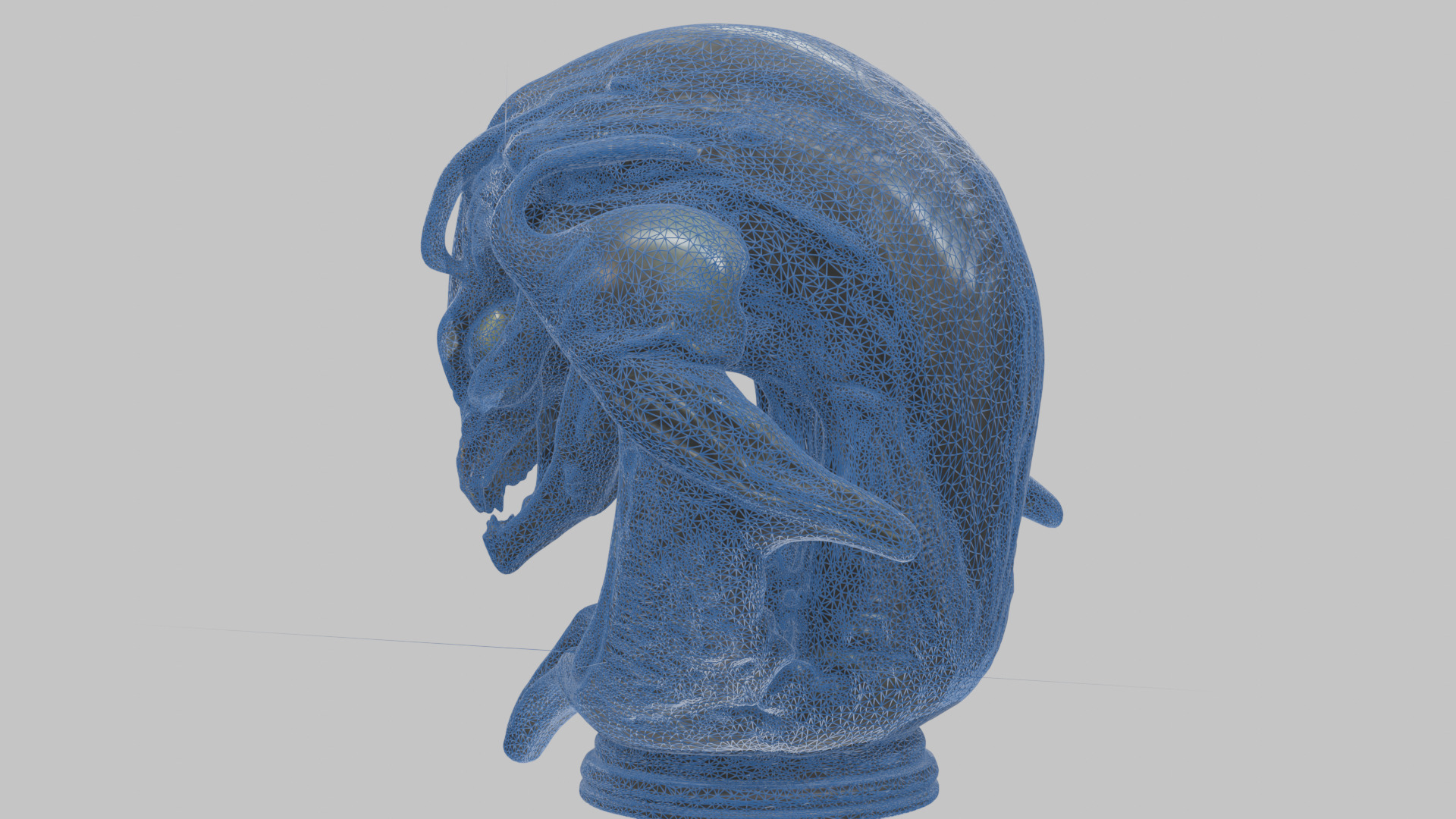 Alien Xenomorph Queen Head Bust Sculpture Low-poly 3D model_27