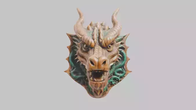 Intricate Dragon Head Carving 3D Model