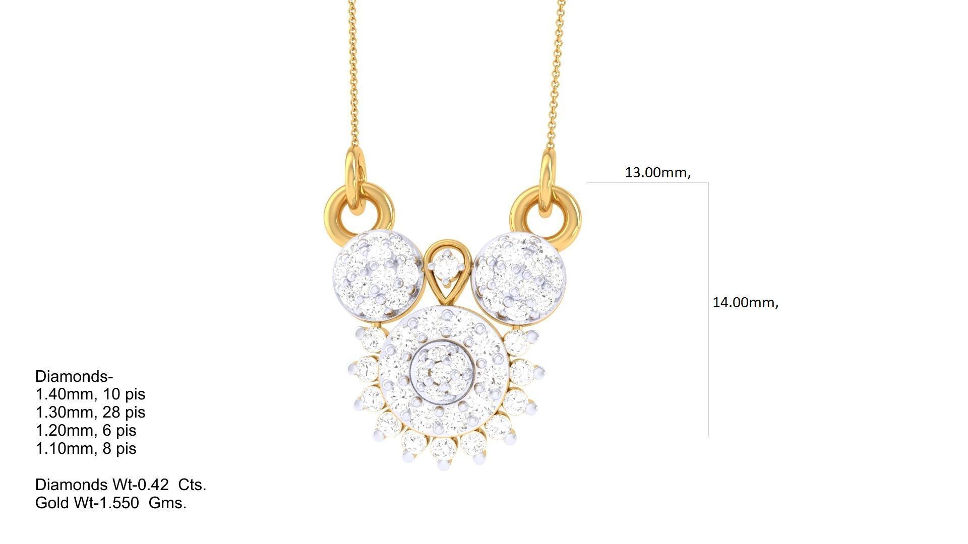 3D Printable Cad jewelry design of Lady diamond Pendant 3D print model_1