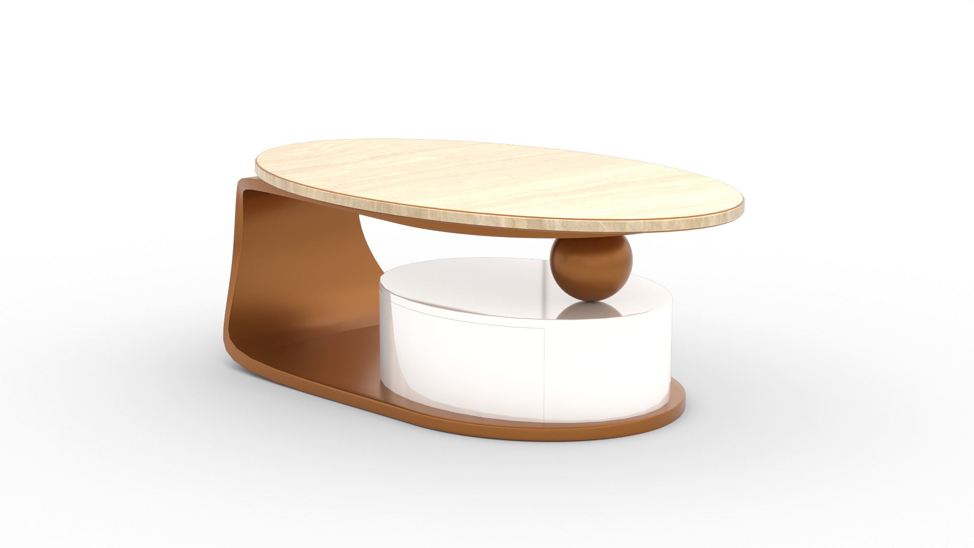 Modern Round Coffee Table Low-poly 3D model_9