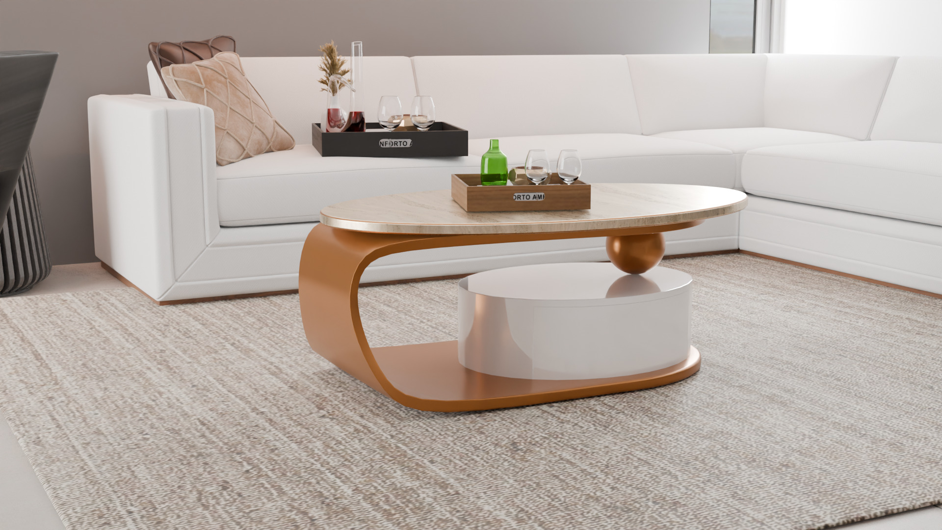 Modern Round Coffee Table Low-poly 3D model_3